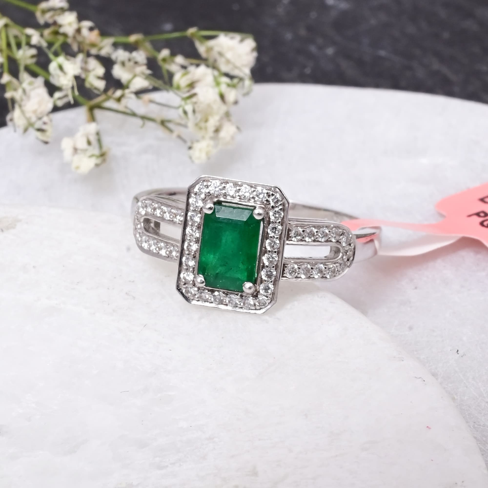 Emerald Radiance Halo Ring
