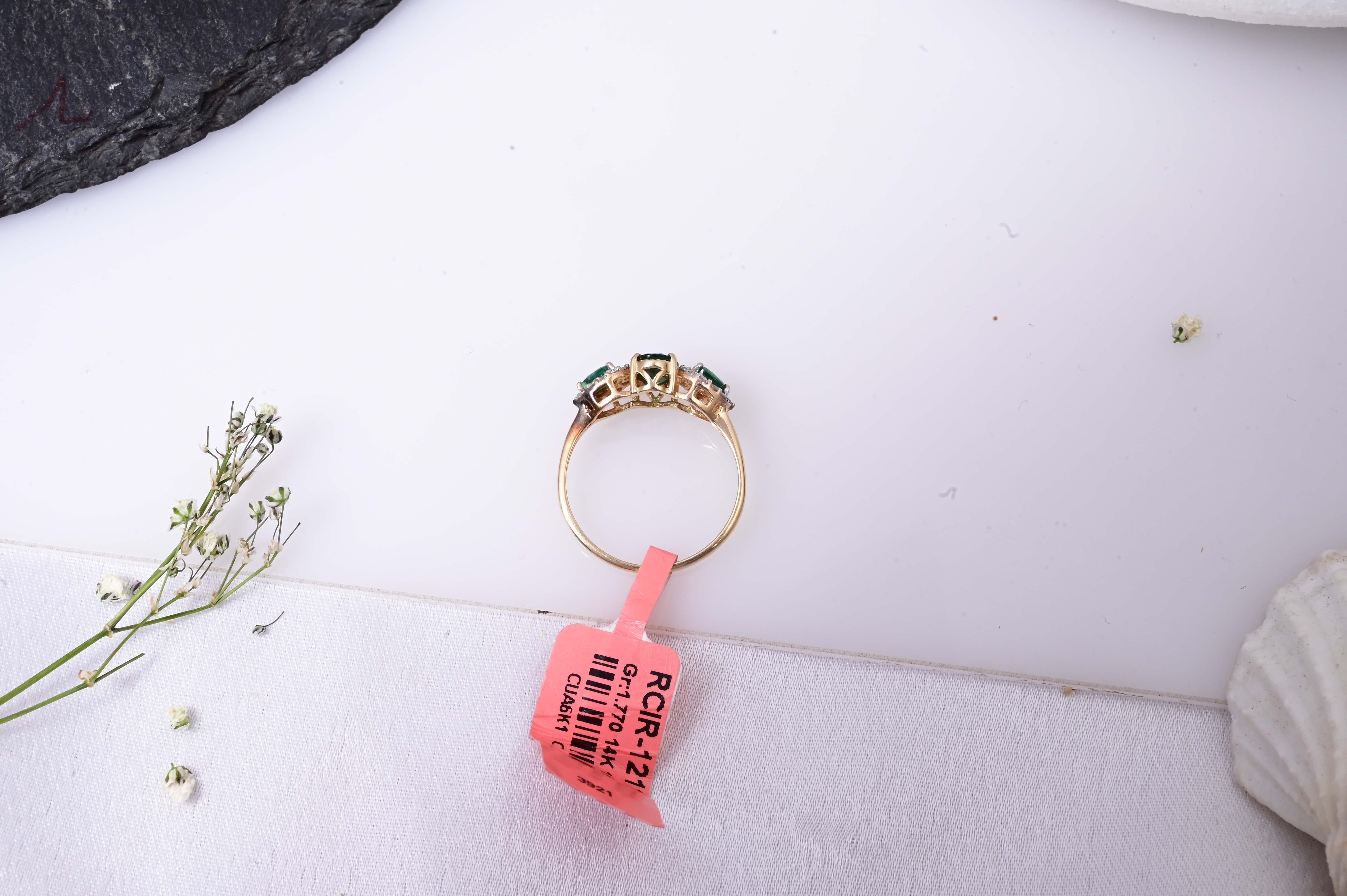 Emerald Trinity Halo Ring