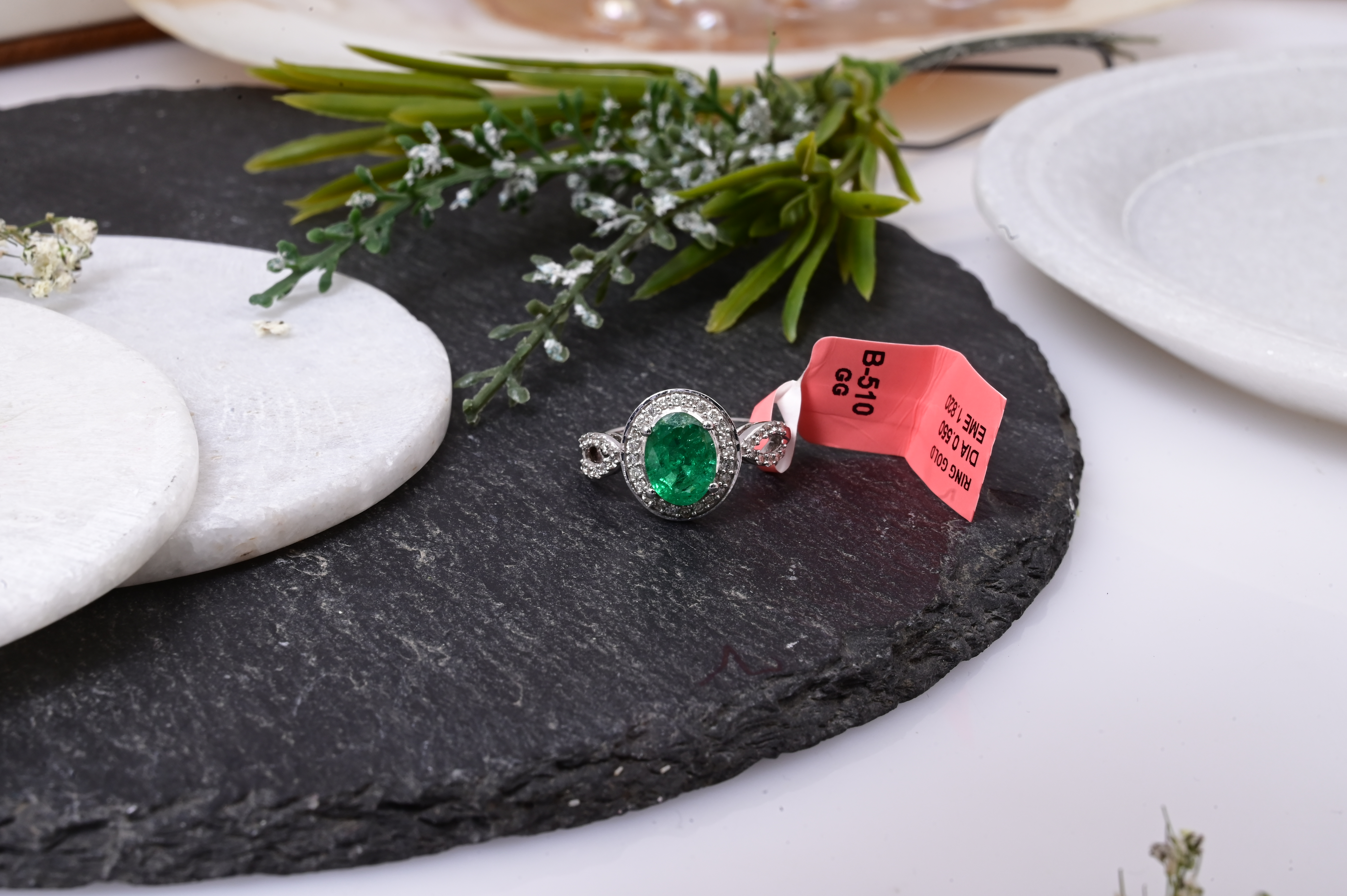 Emerald Infinity Halo Ring alternate view