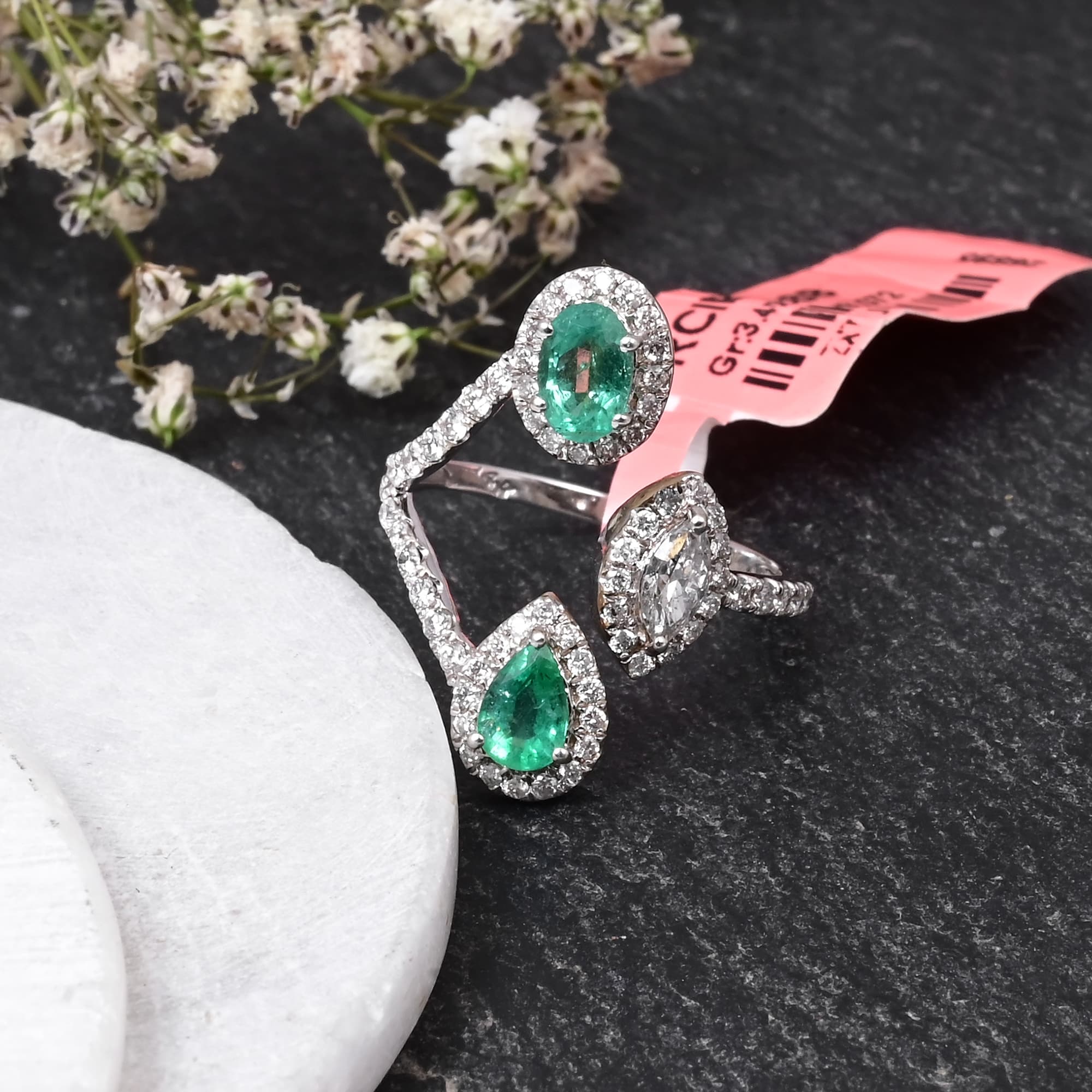 Celestial Emerald Trio Open Ring