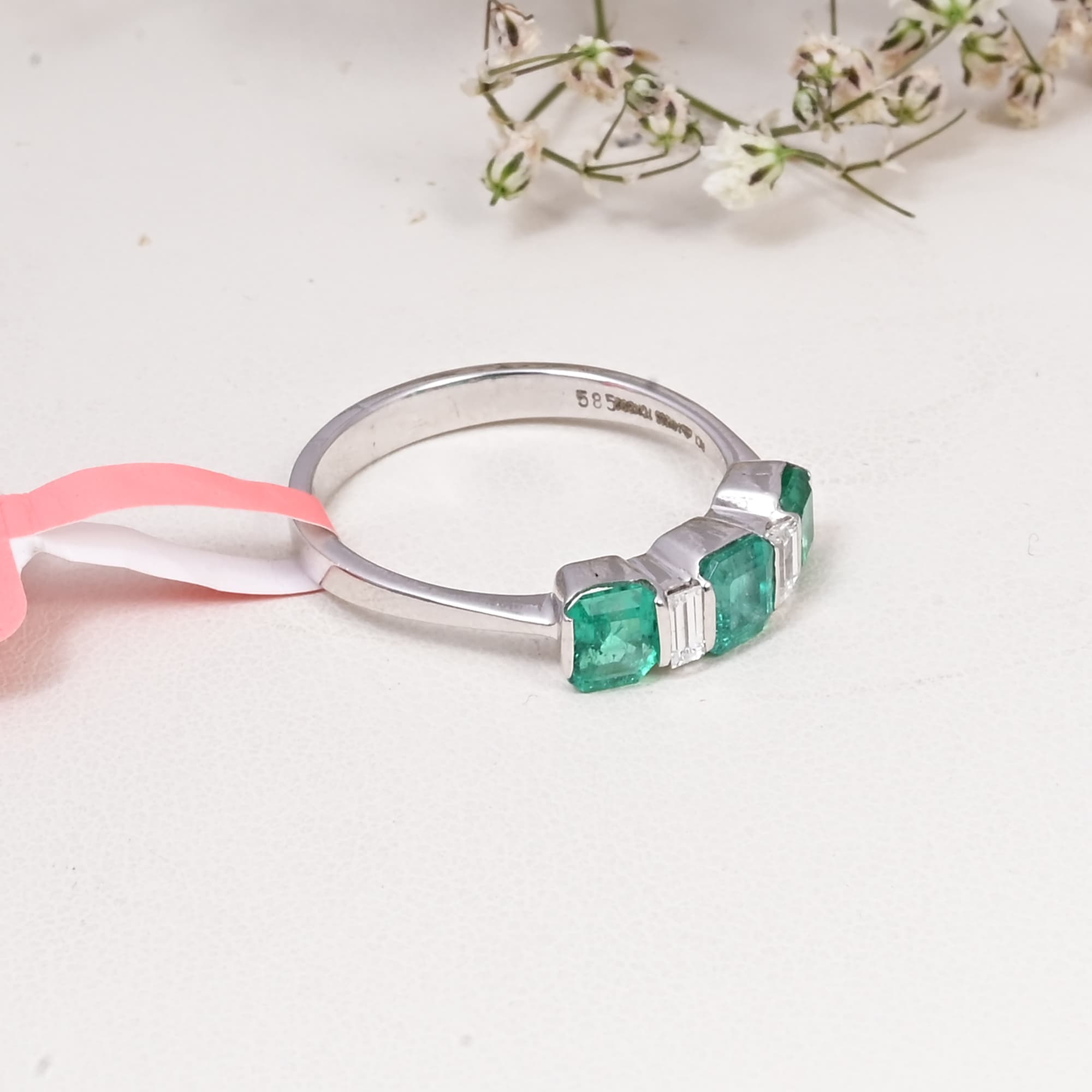 Emerald Geometry Band Ring