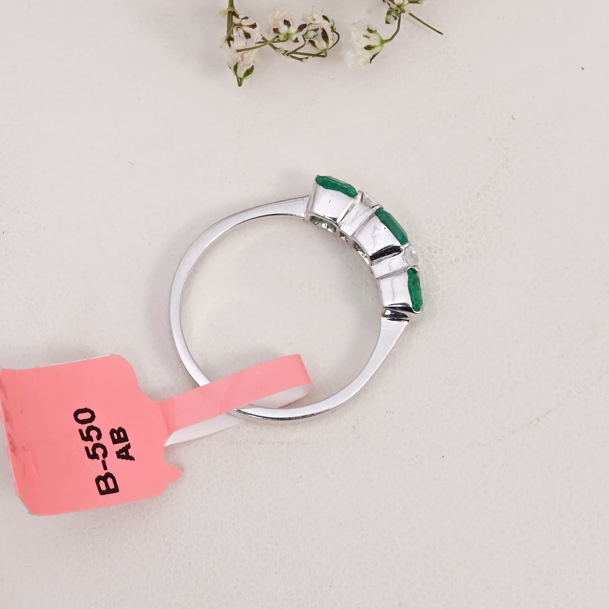 Emerald Geometry Band Ring