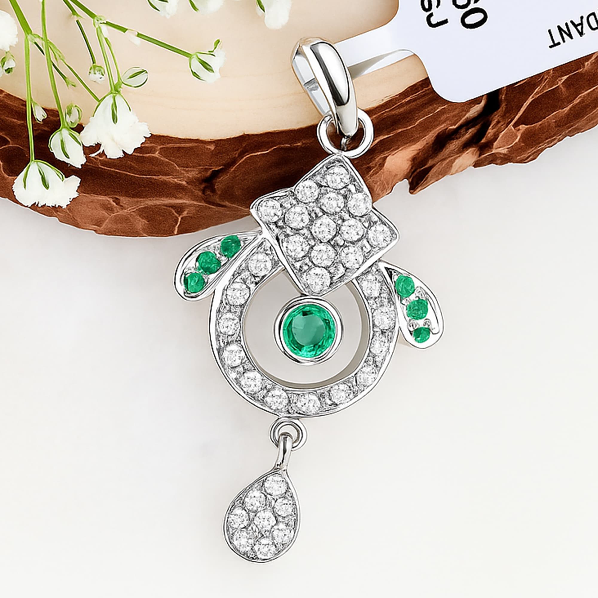 Emerald Diamond Regal Drop Pendant