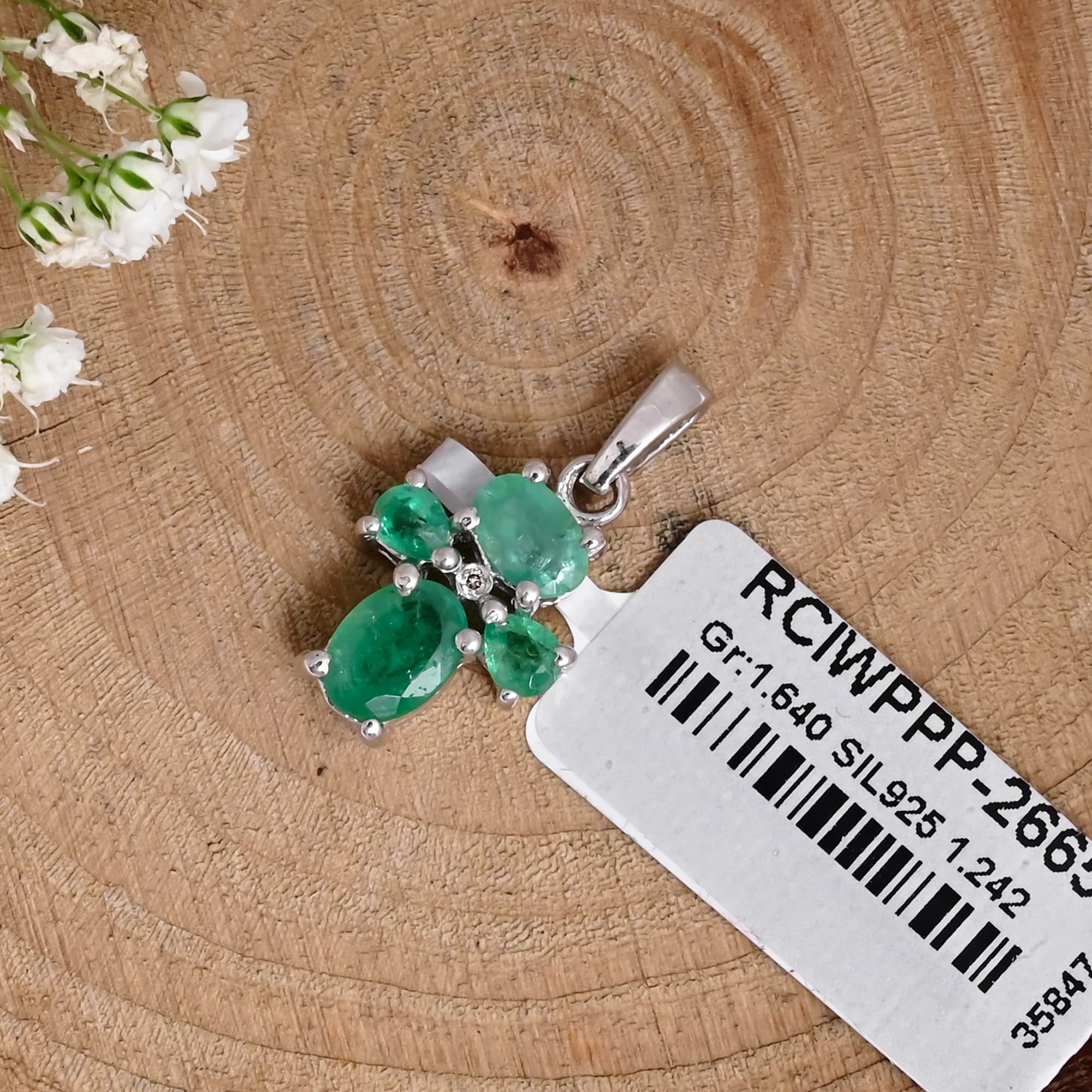 Emerald Diamond Cross Pendant