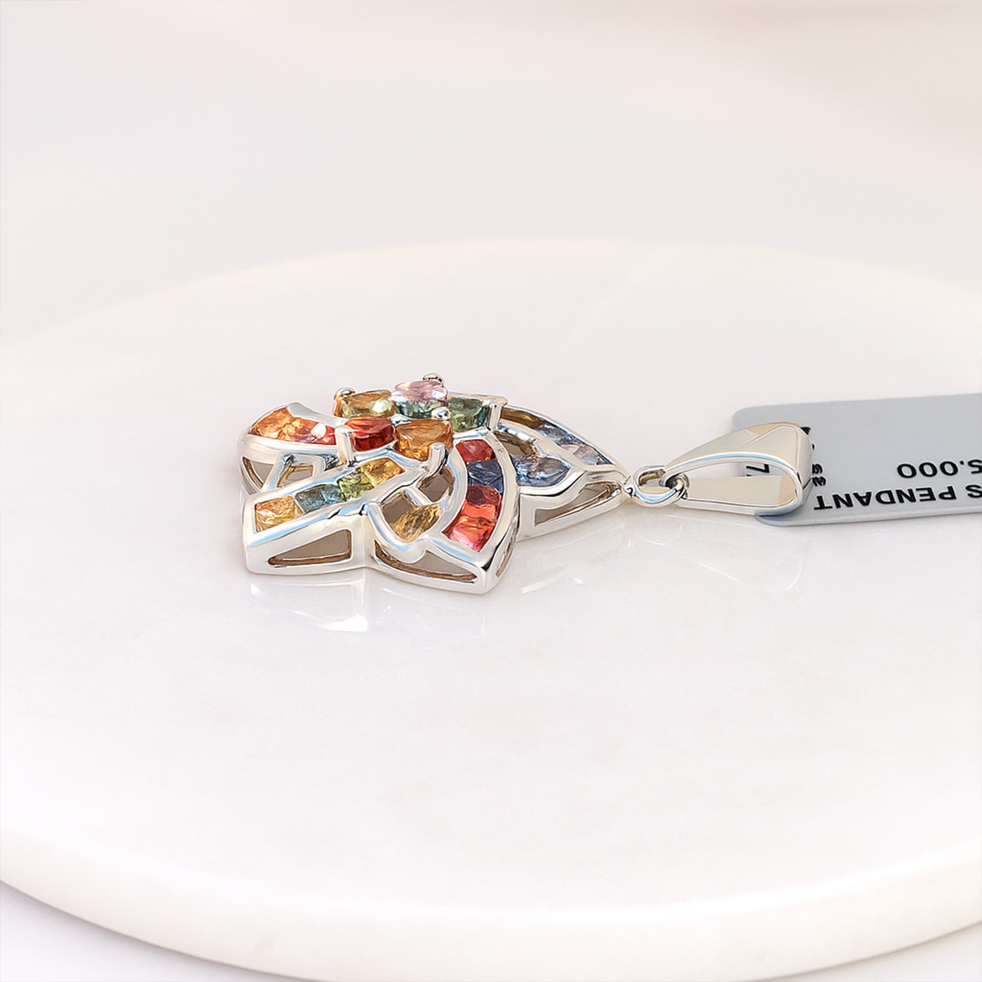 Multi Sapphire Pinwheel Pendant