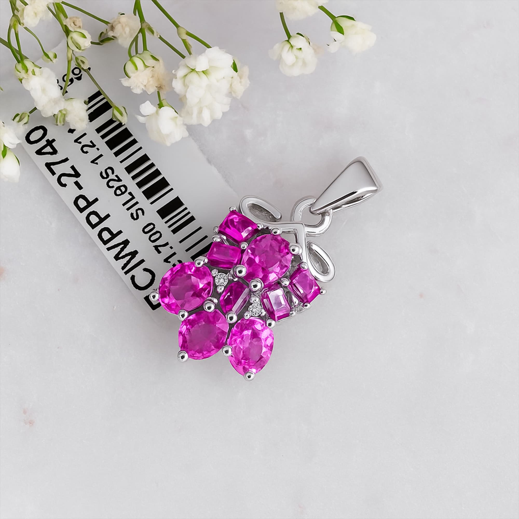 Ruby Floral Cluster Pendant