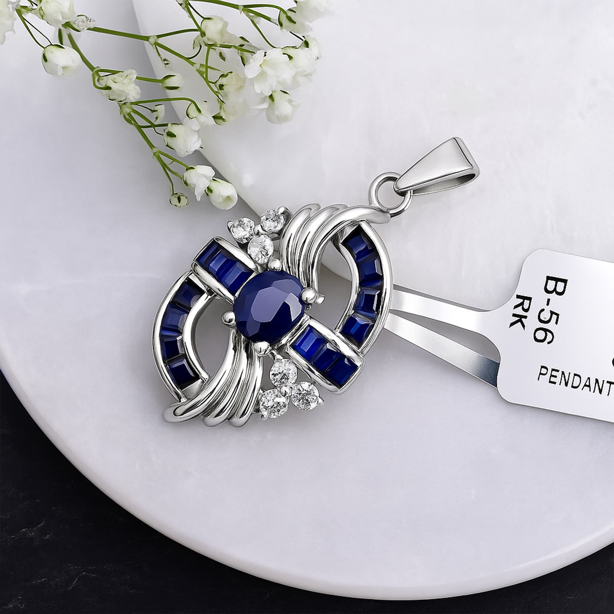 Sapphire Ribbon Pendant alternate view