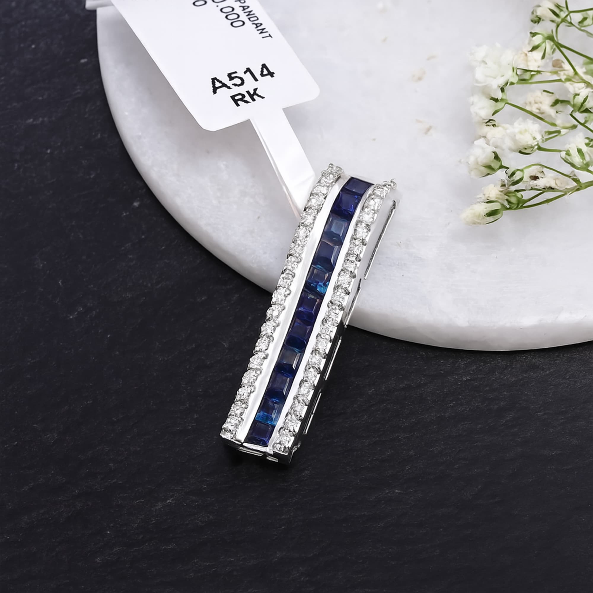 Sapphire Column Pendant alternate view