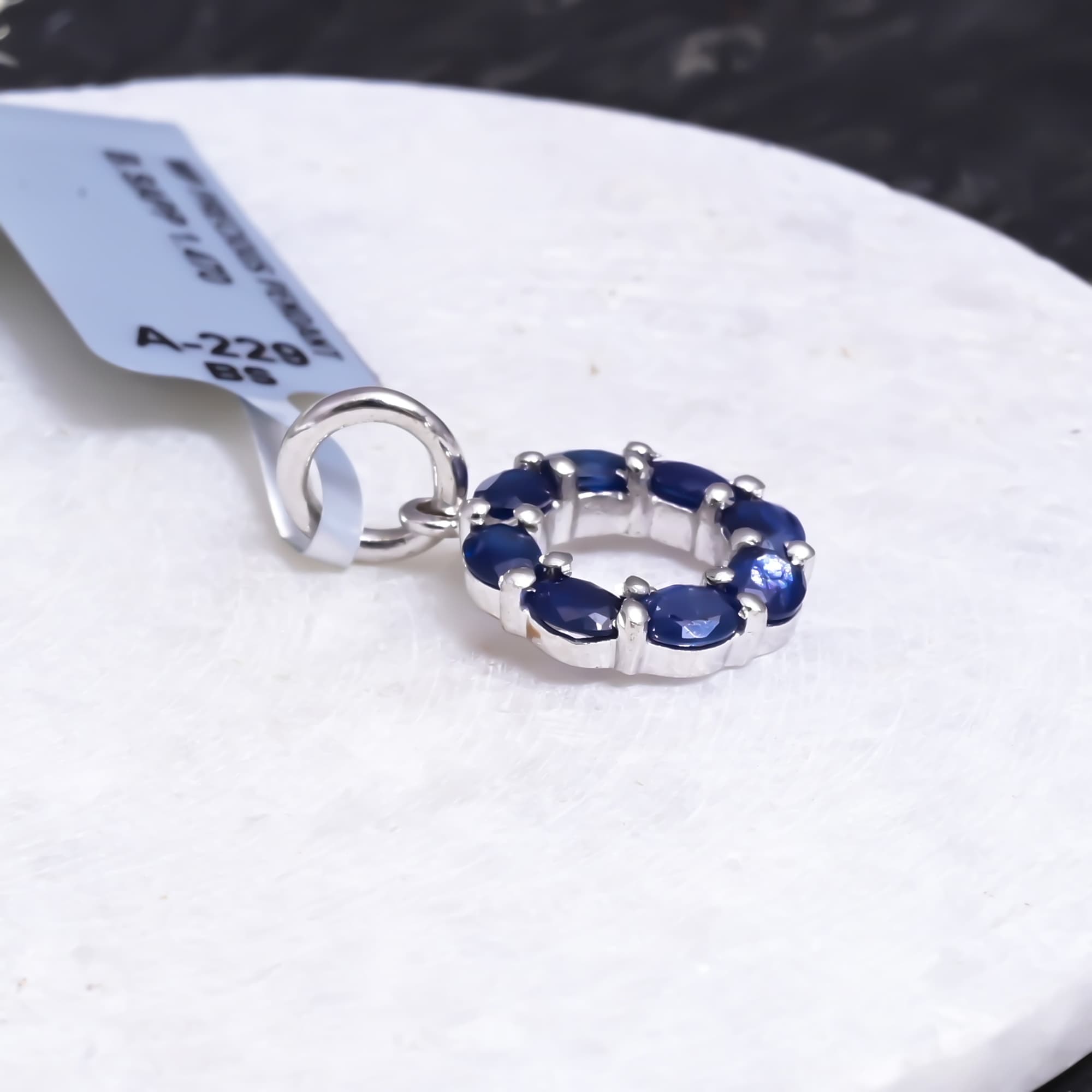 Sapphire Halo Circle Pendant