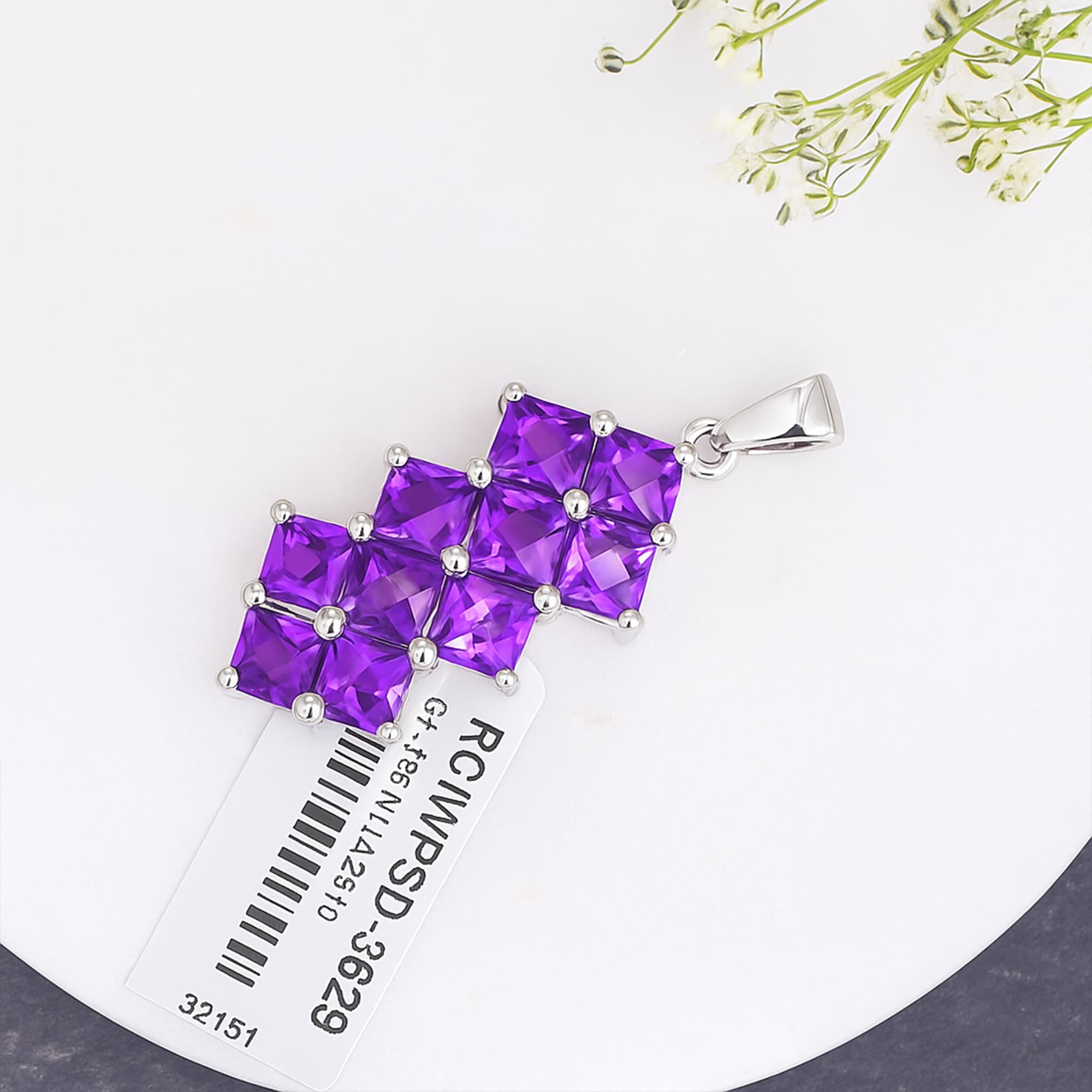 Amethyst Grid Pendant