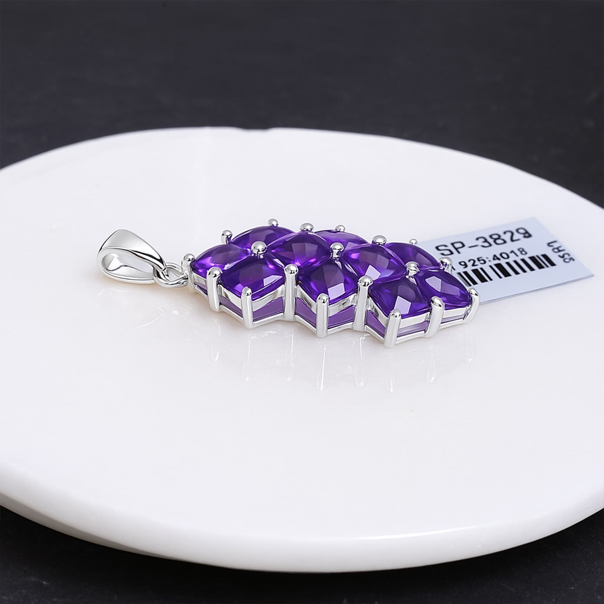 Amethyst Grid Pendant