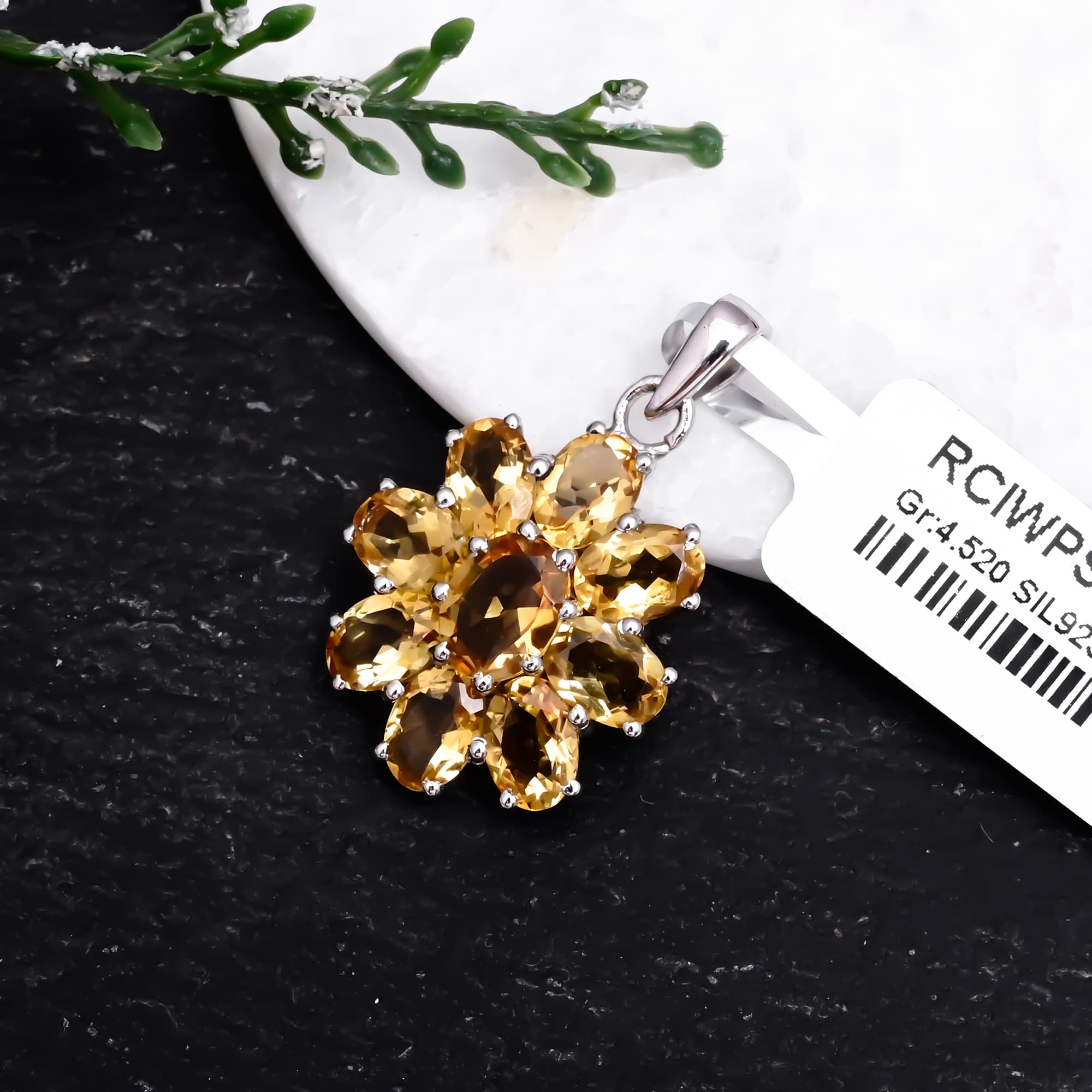 Citrine Dahlia Pendant