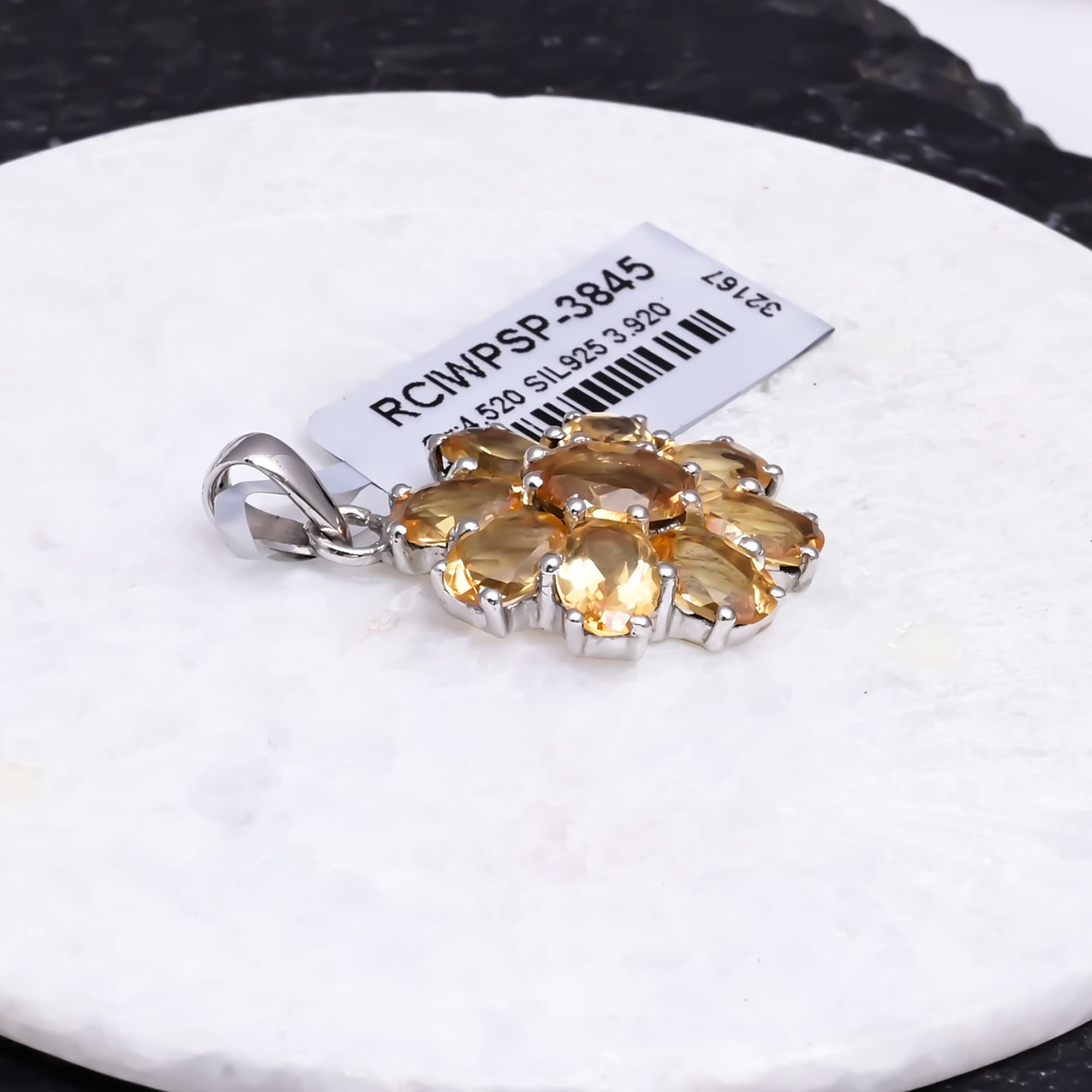Citrine Dahlia Pendant