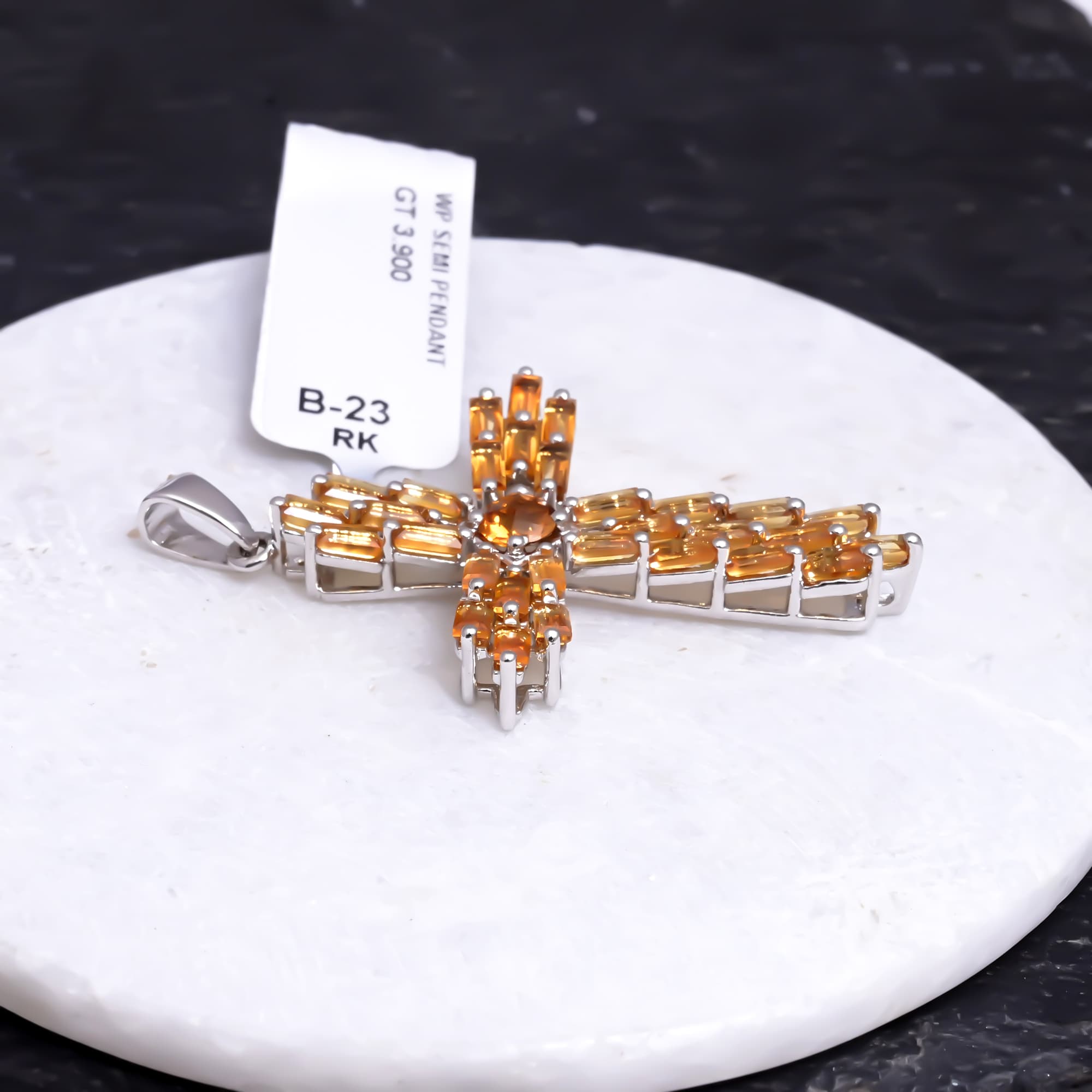 Golden Grace Topaz Cross Pendant