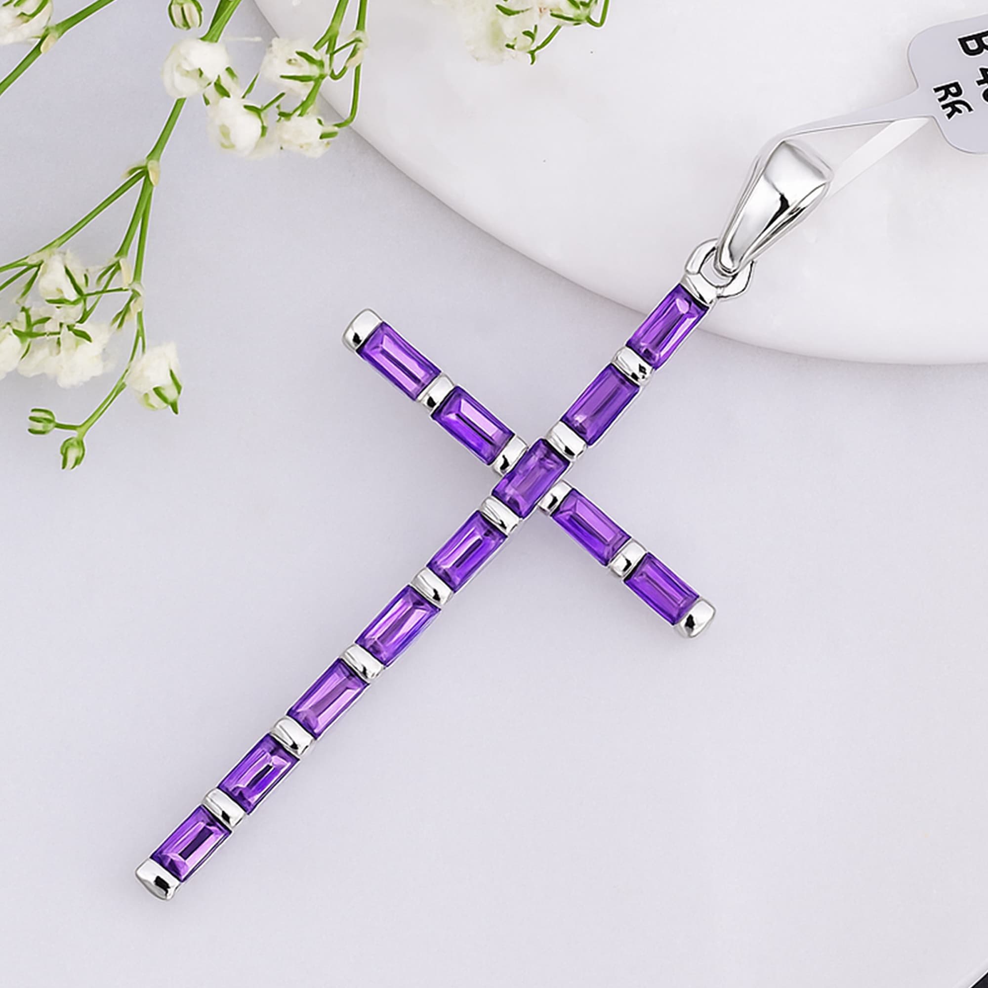 Divine Aura Amethyst Cross Pendant