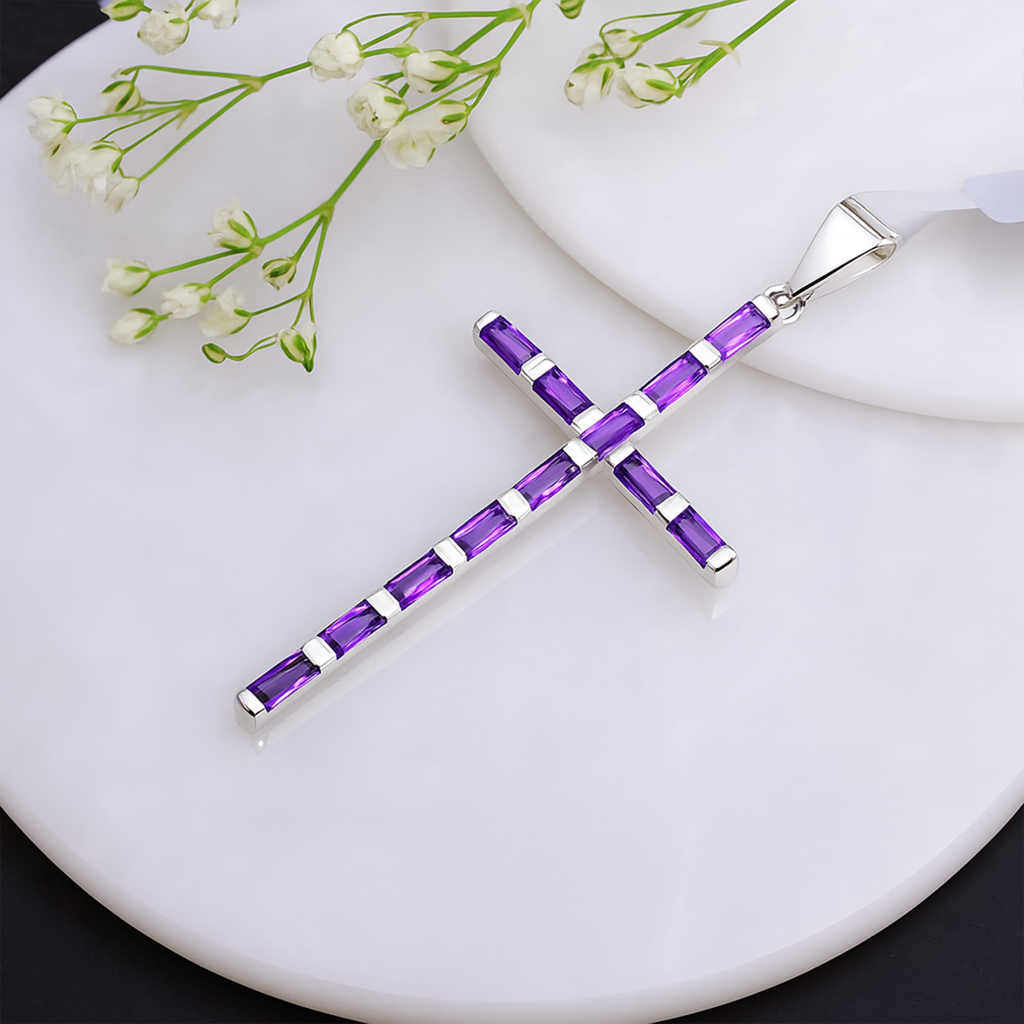 Divine Aura Amethyst Cross Pendant alternate view