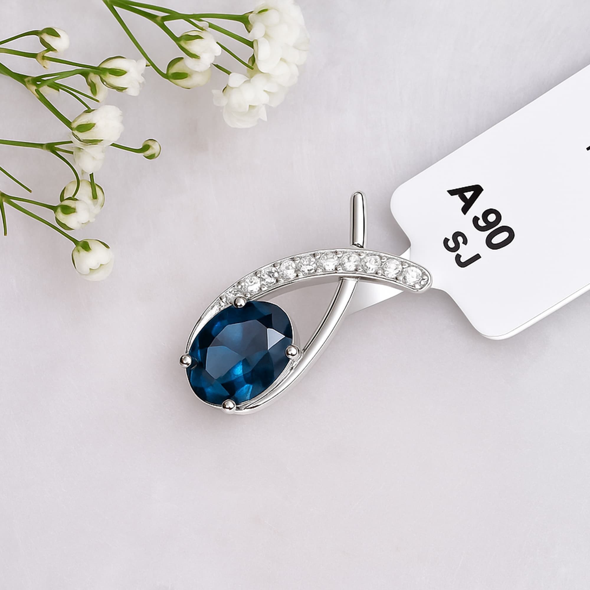 Midnight Elegance London Blue Topaz Pendant