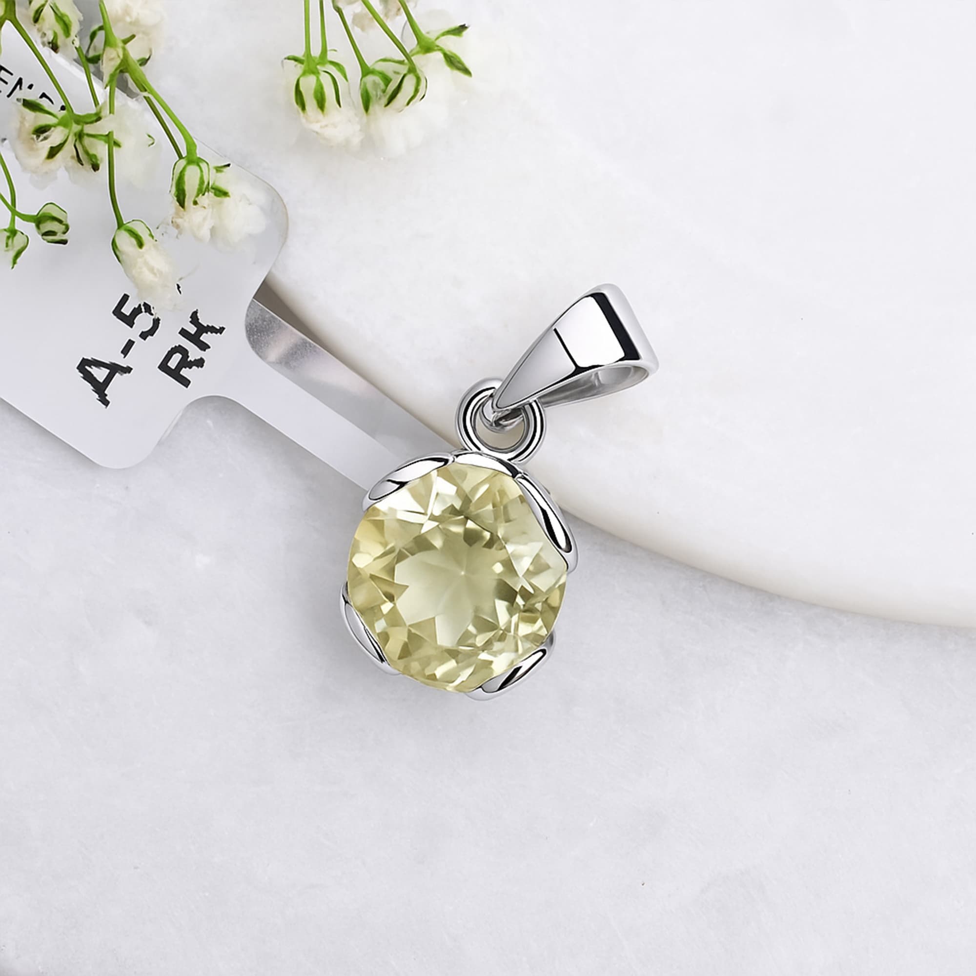 Celestial Glow Green Amethyst Solitaire Pendant