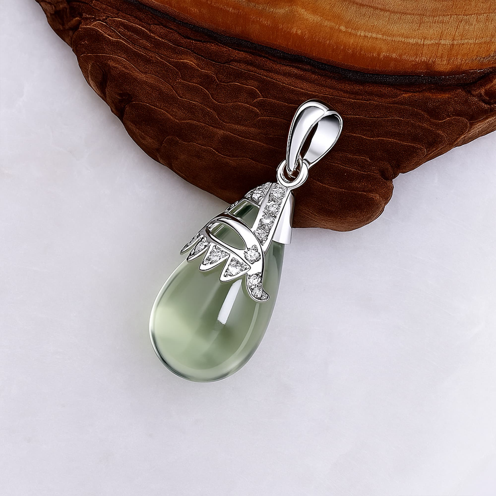 Mystic Dew Green Amethyst Drop Pendant