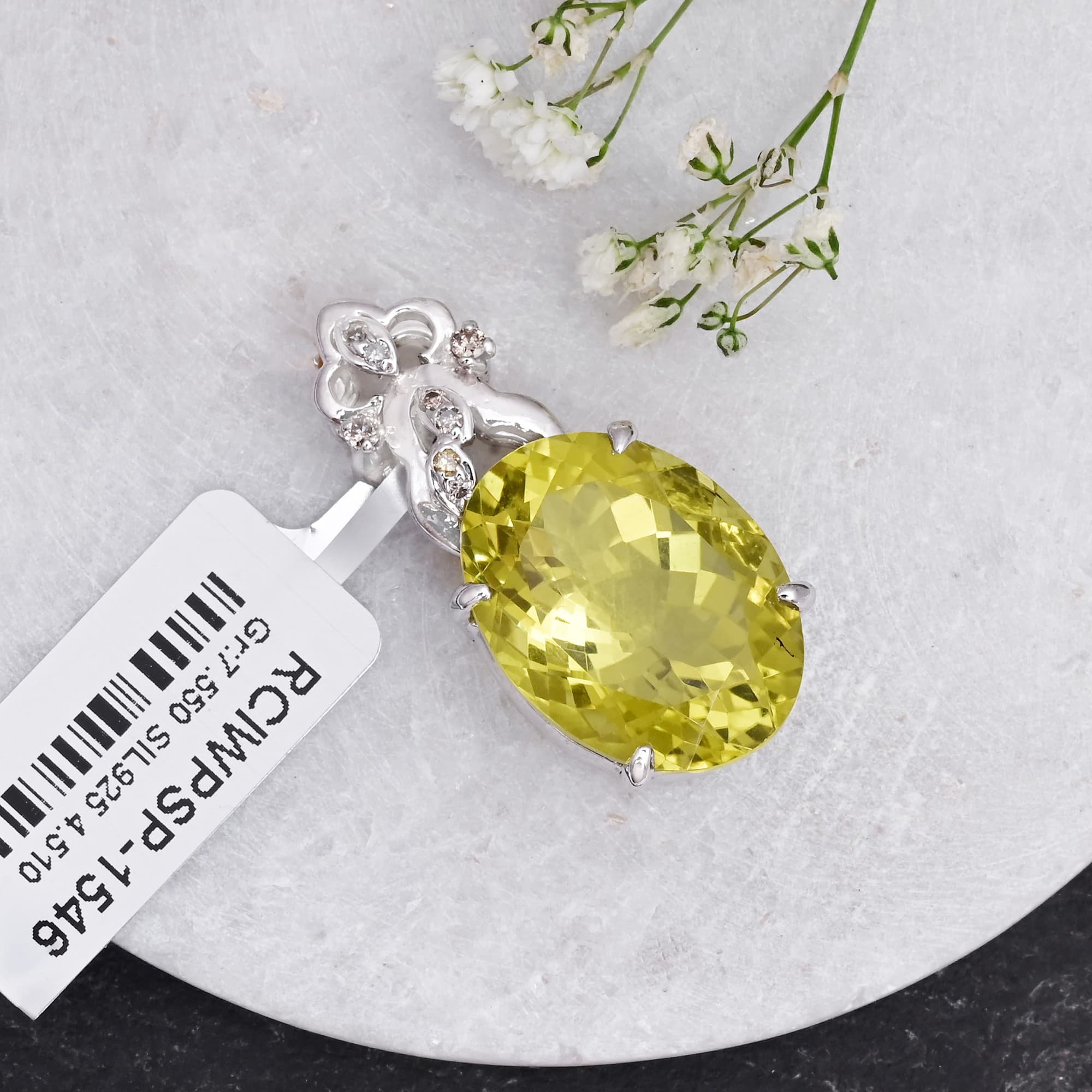 Citrine Glow Lemon Quartz Statement Pendant