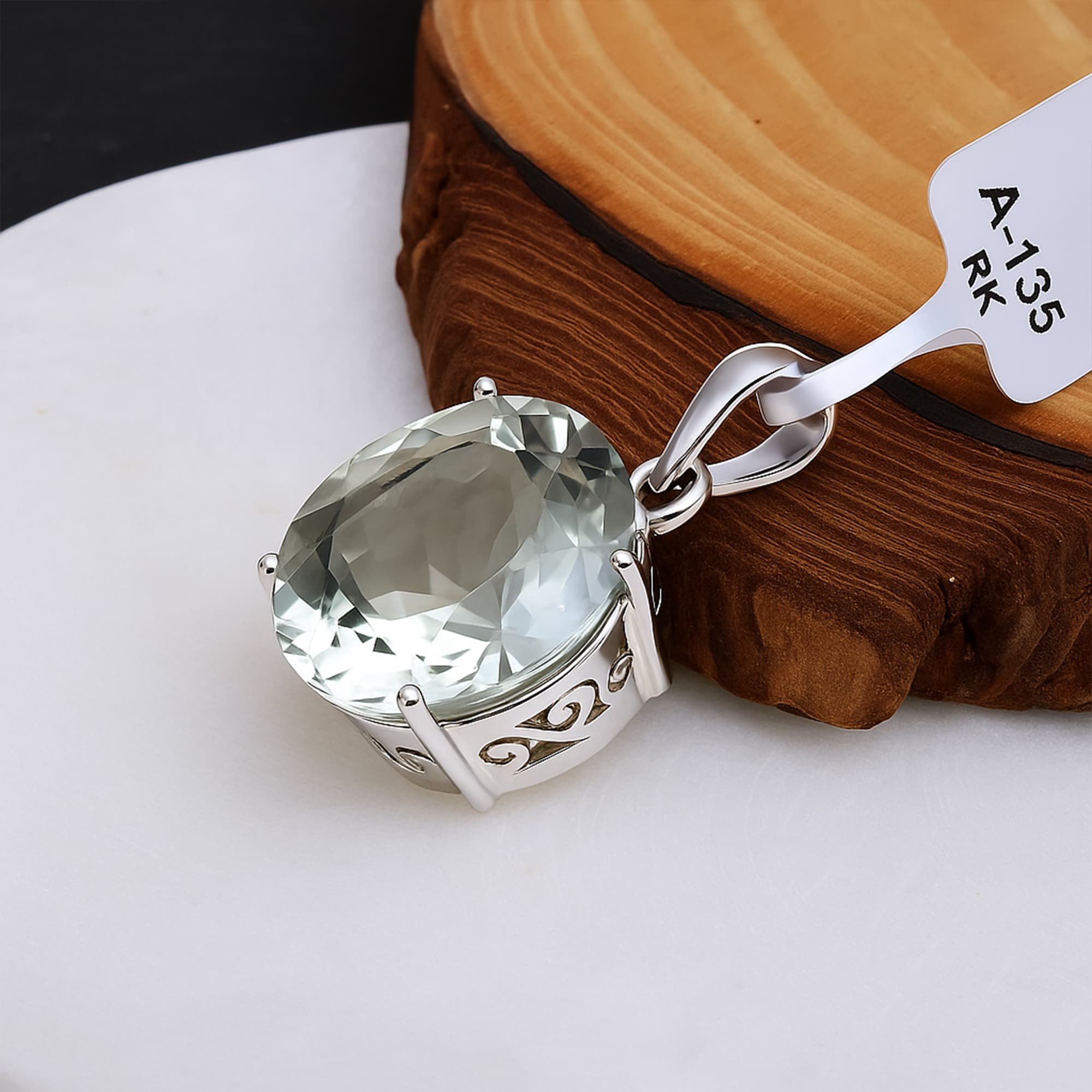 Ethereal Mist Prasiolite Solitaire Pendant alternate view
