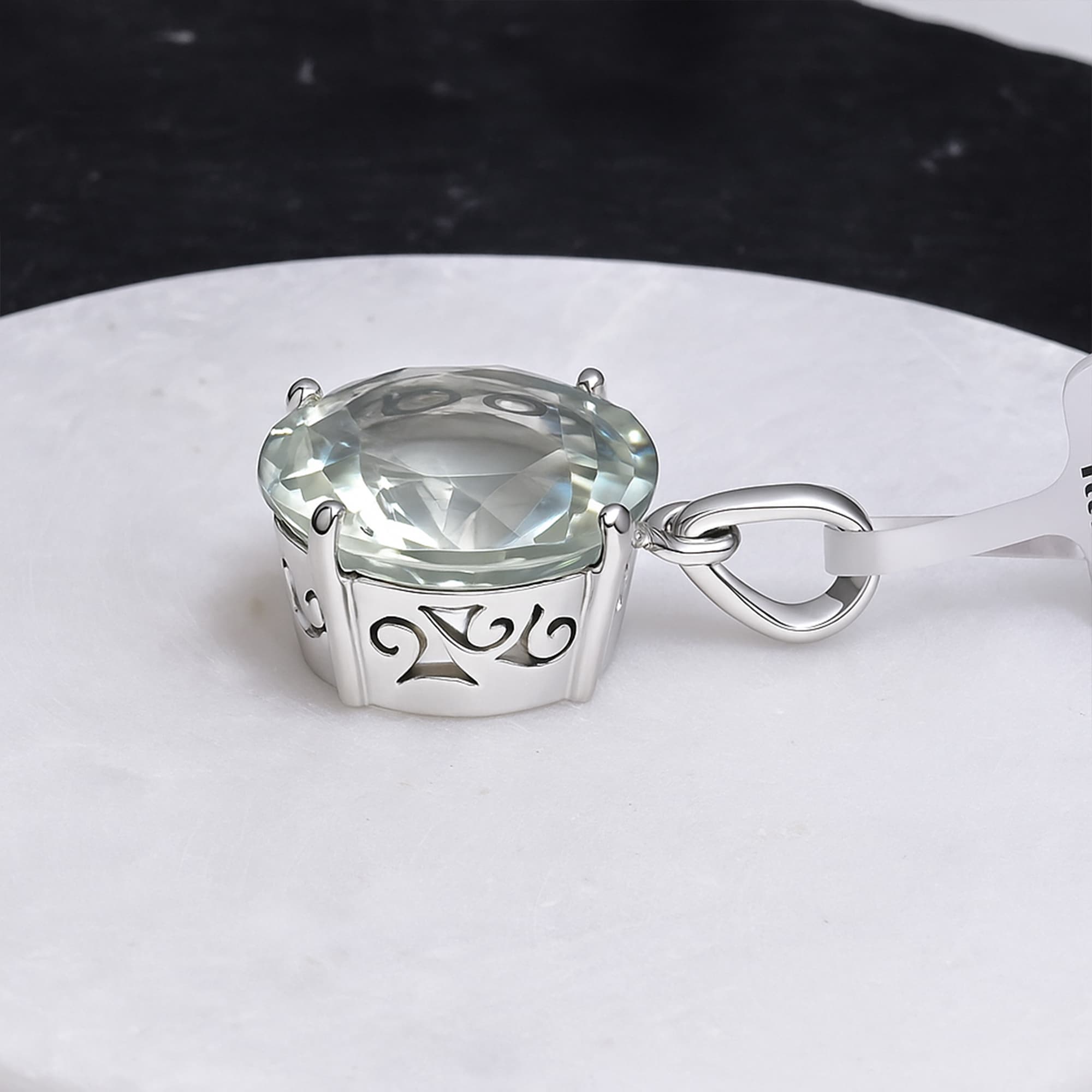 Ethereal Mist Prasiolite Solitaire Pendant