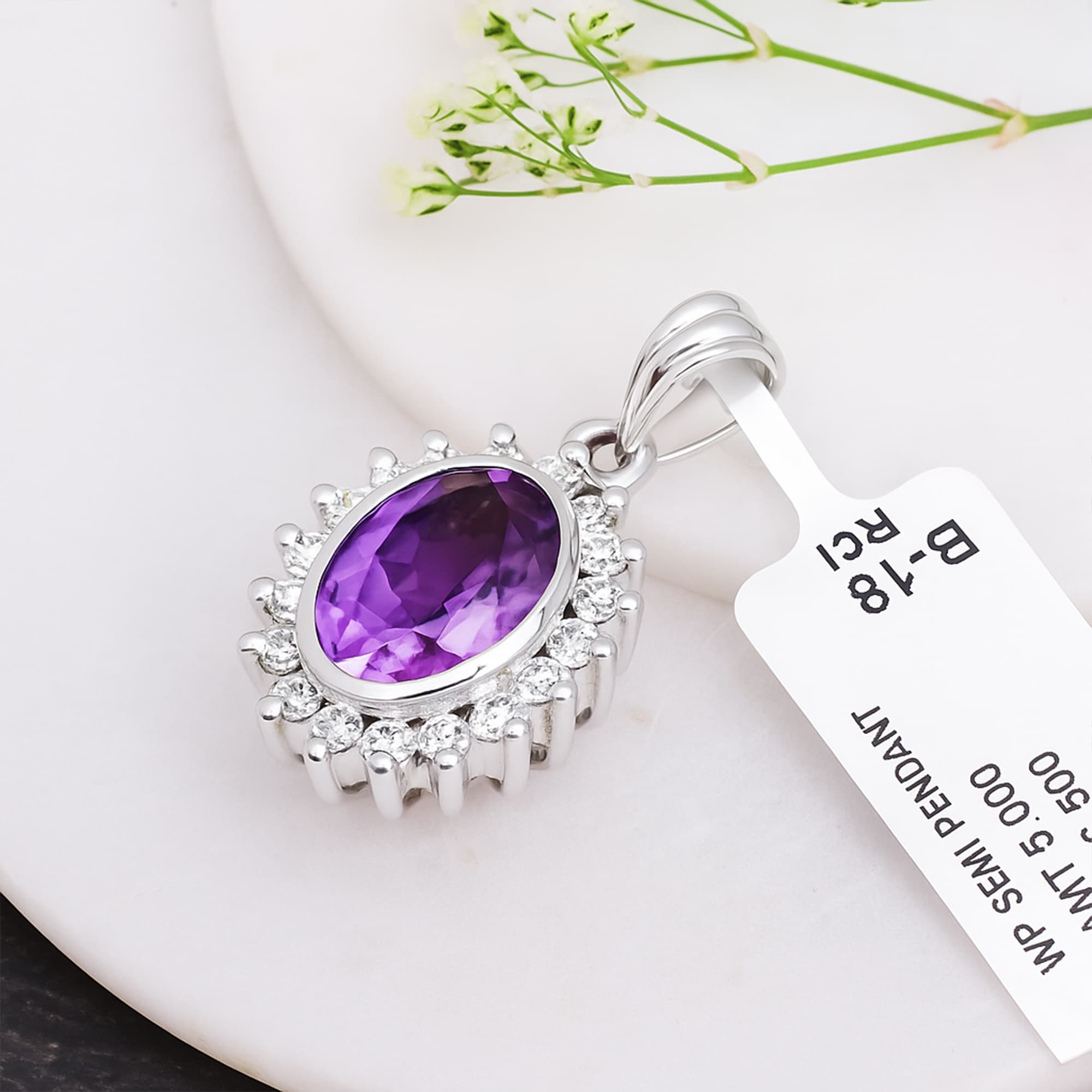 Royal Aura Amethyst Halo Pendant alternate view
