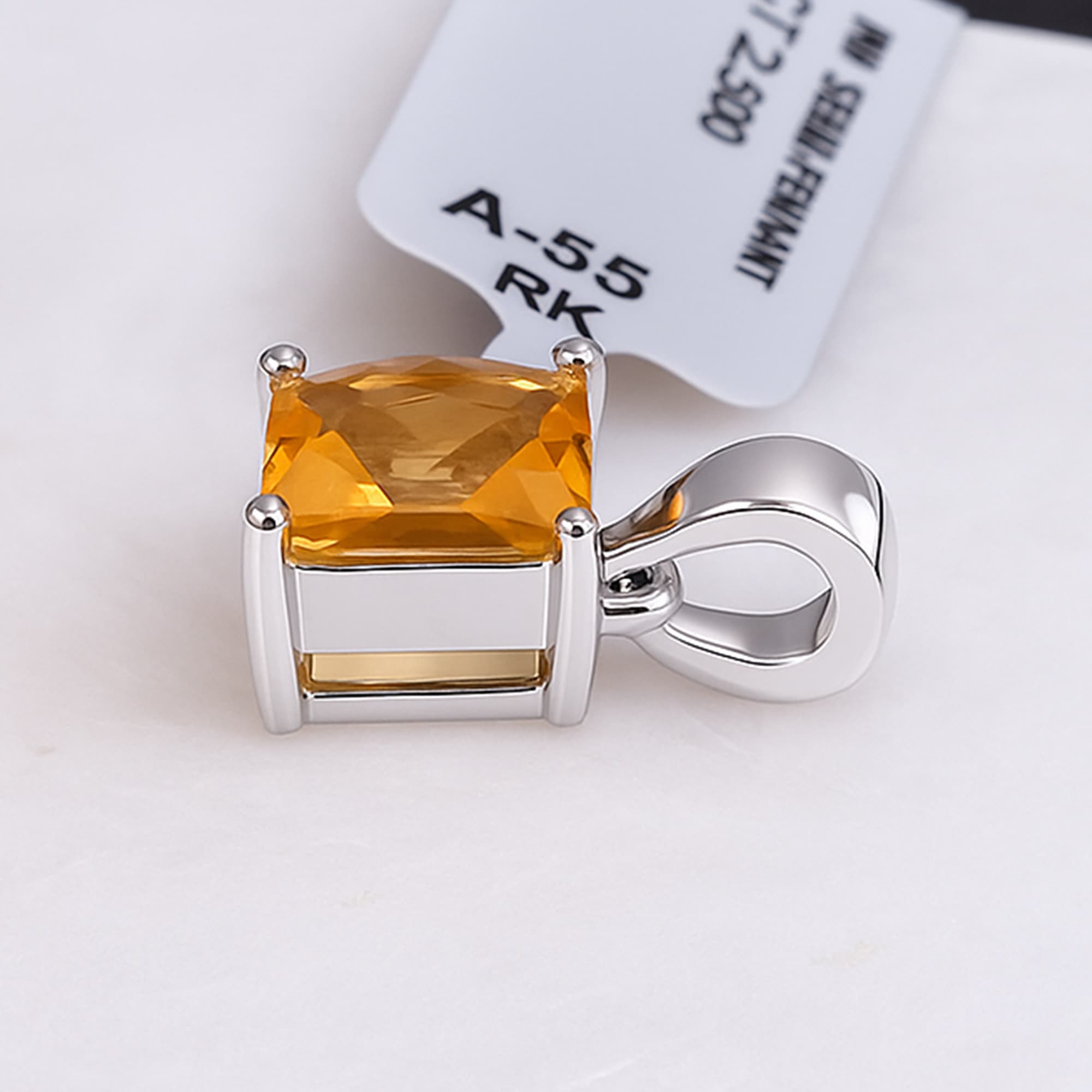 Golden Pyramid Topaz Solitaire Pendant