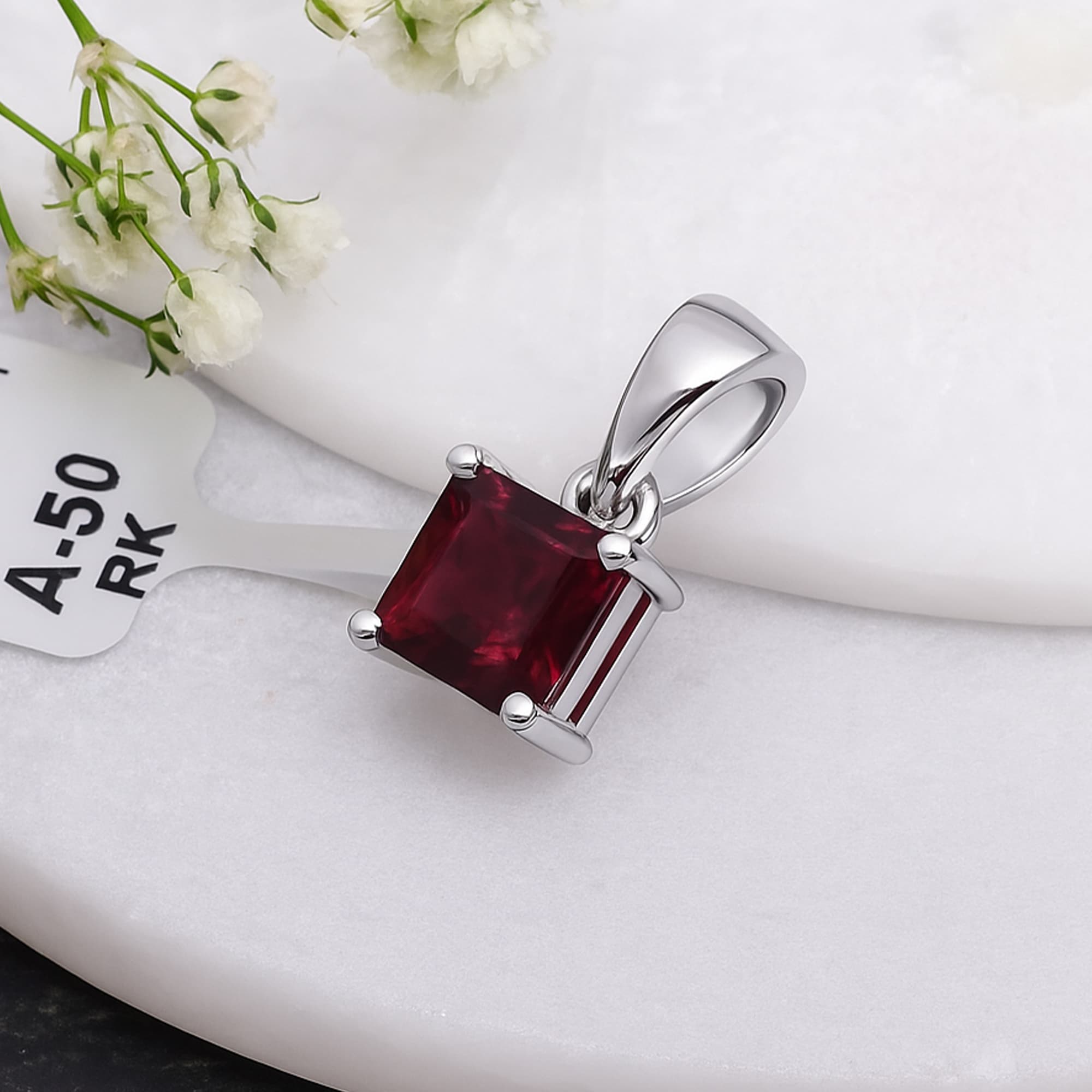 Crimson Crown Rubellite Solitaire Pendant alternate view