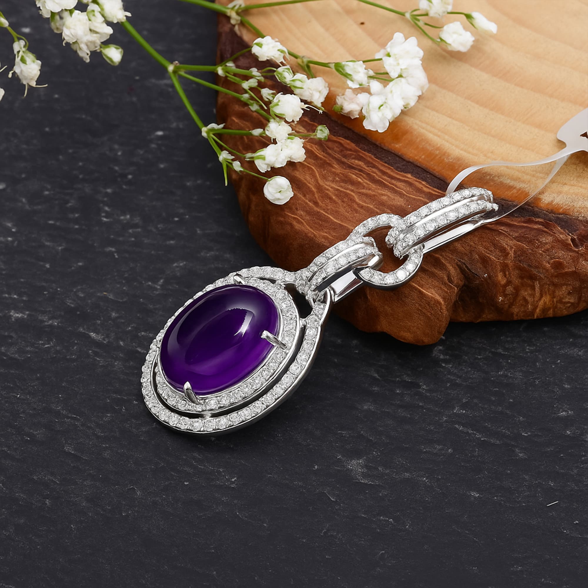Imperial Halo Amethyst Diamond Pendant alternate view