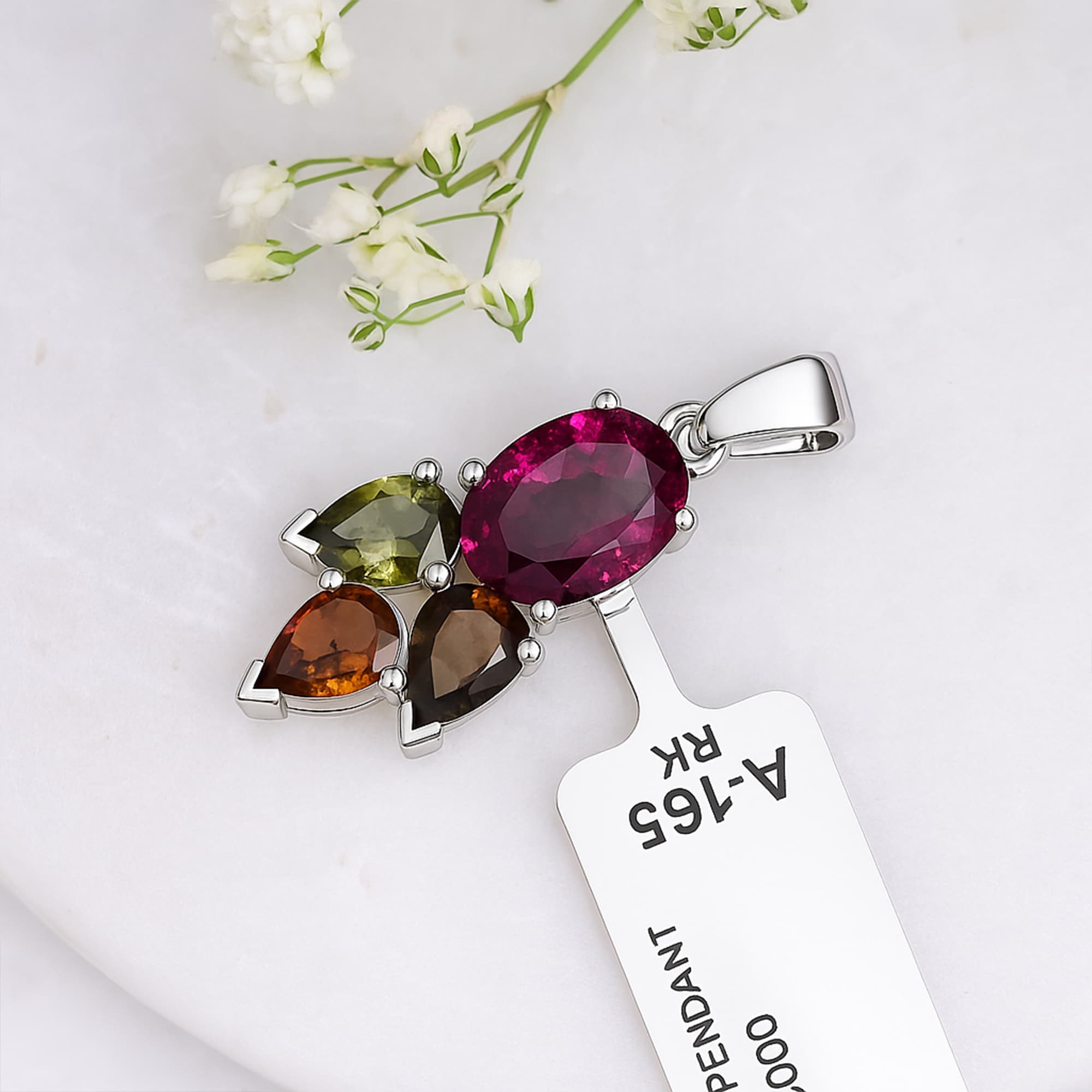 Festival Bloom Multi Tourmaline Pendant alternate view