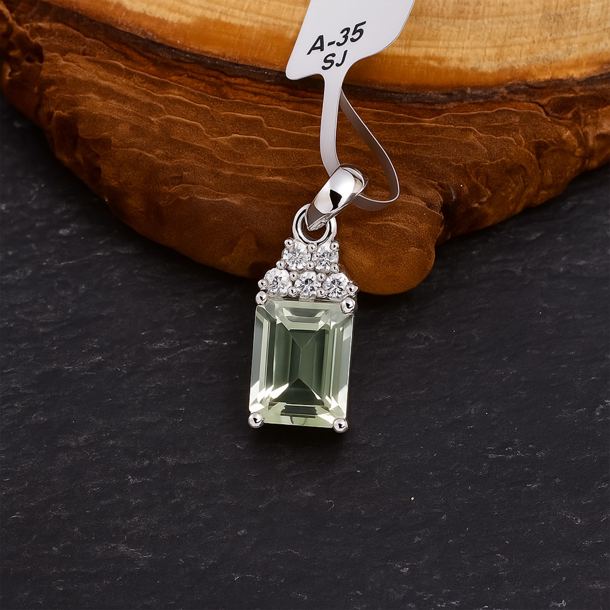 Crystal Bloom Prasiolite Diamond Pendant alternate view