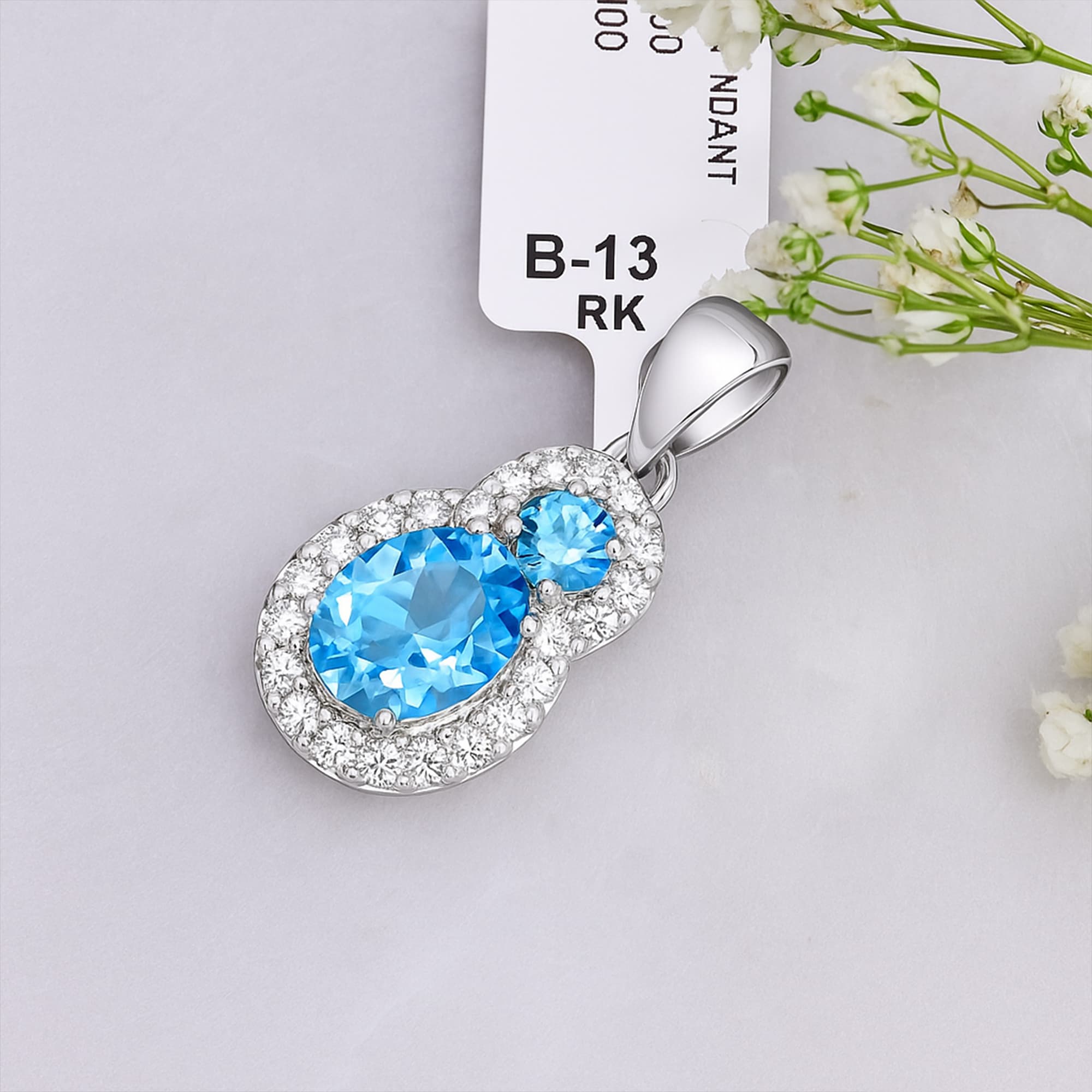 Azure Halo Blue Topaz Pendant