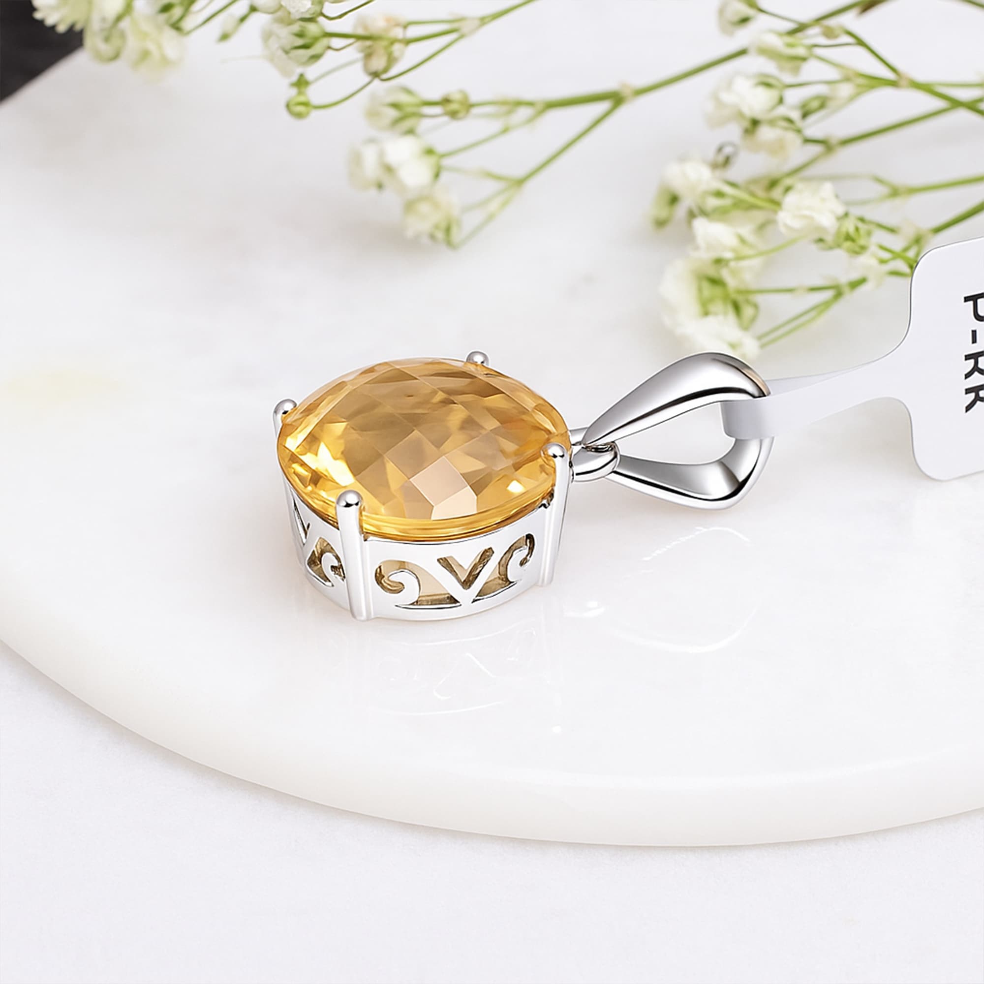 Brandy Glow Citrine Solitaire Pendant