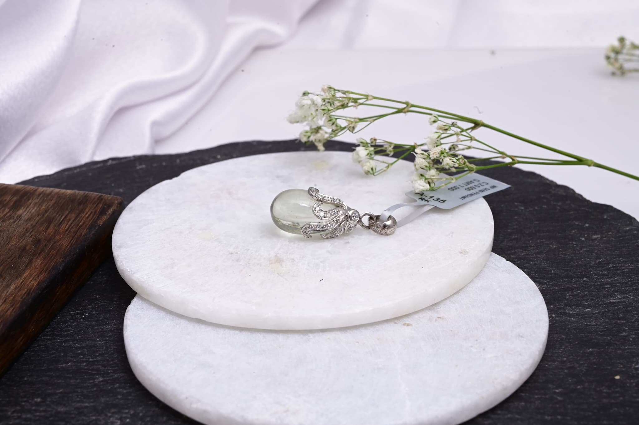 Celestial Dew Prasiolite Diamond Pendant