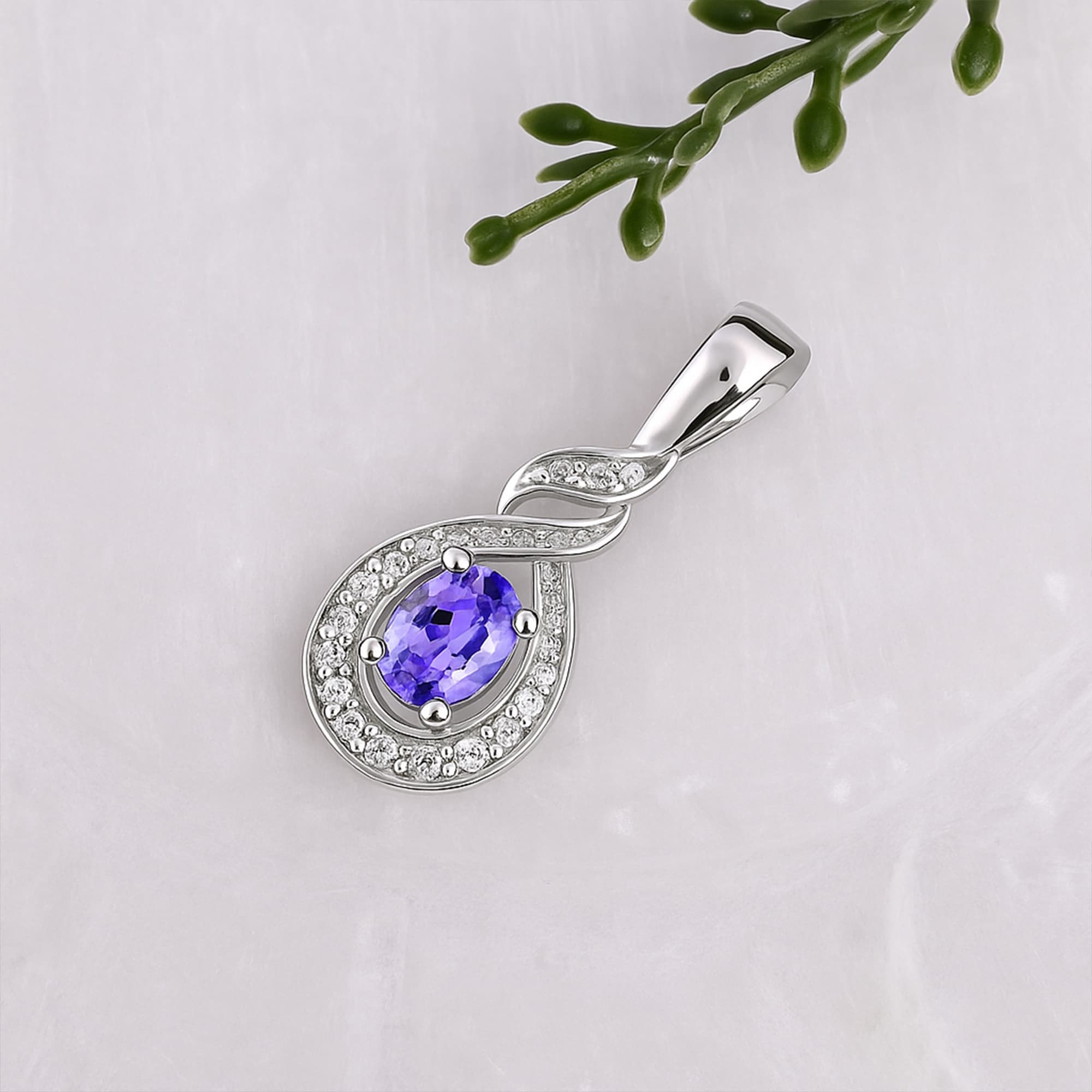 Twilight Halo Tanzanite Pendant
