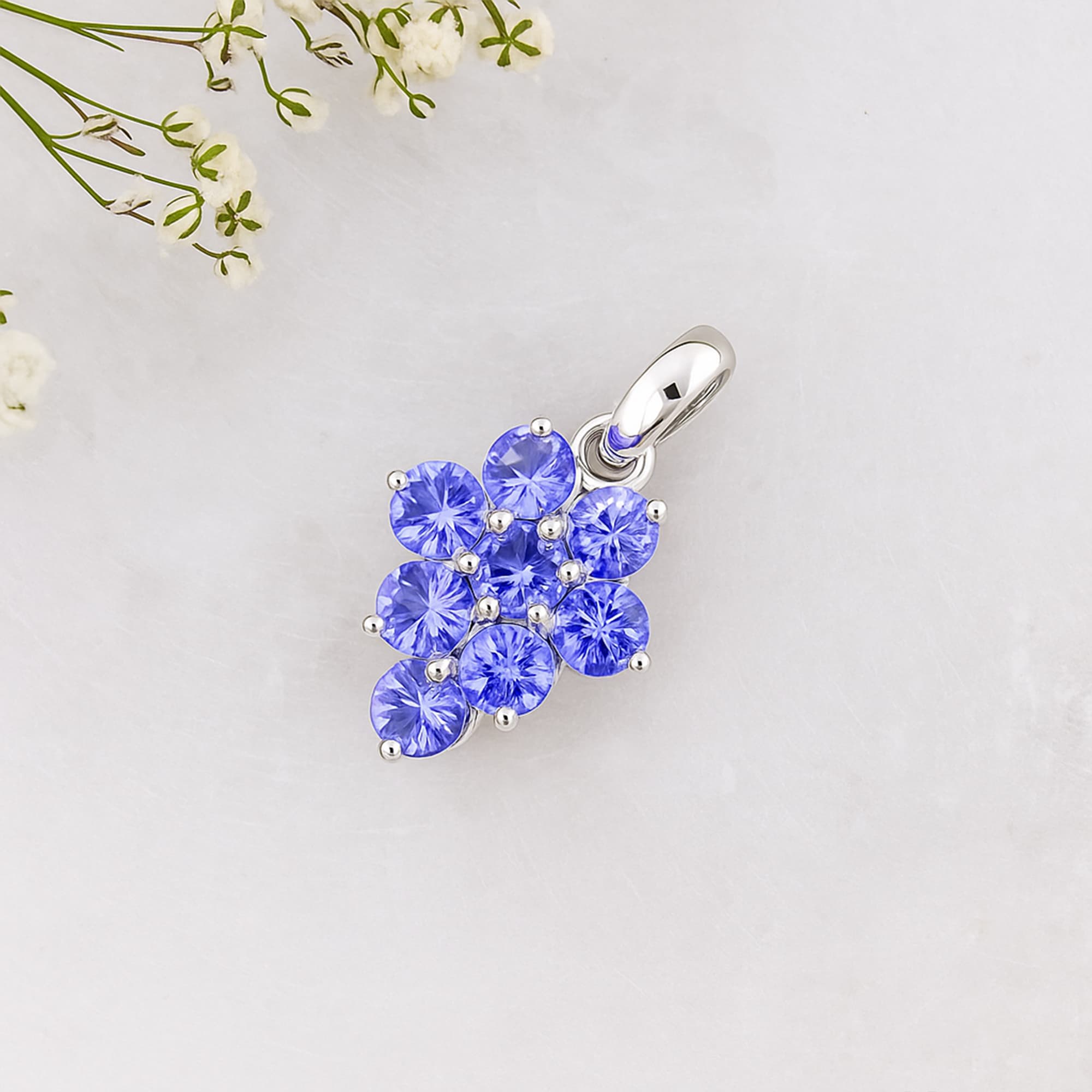 Celestial Tanzanite Cluster Pendant