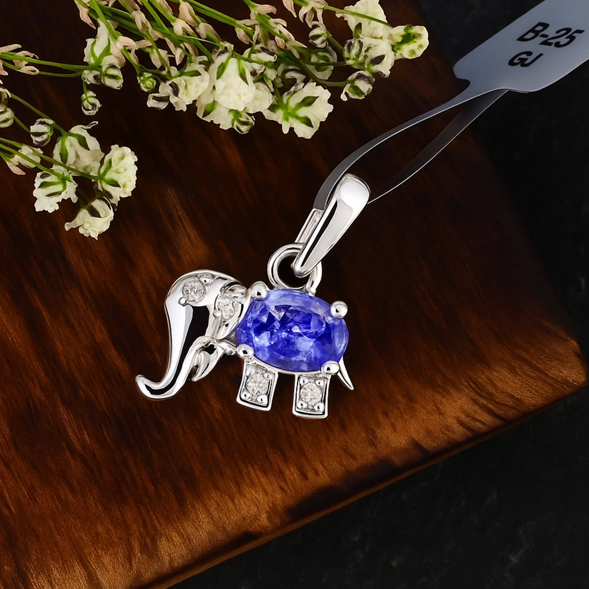Whimsical Tanzanite Elephant Pendant