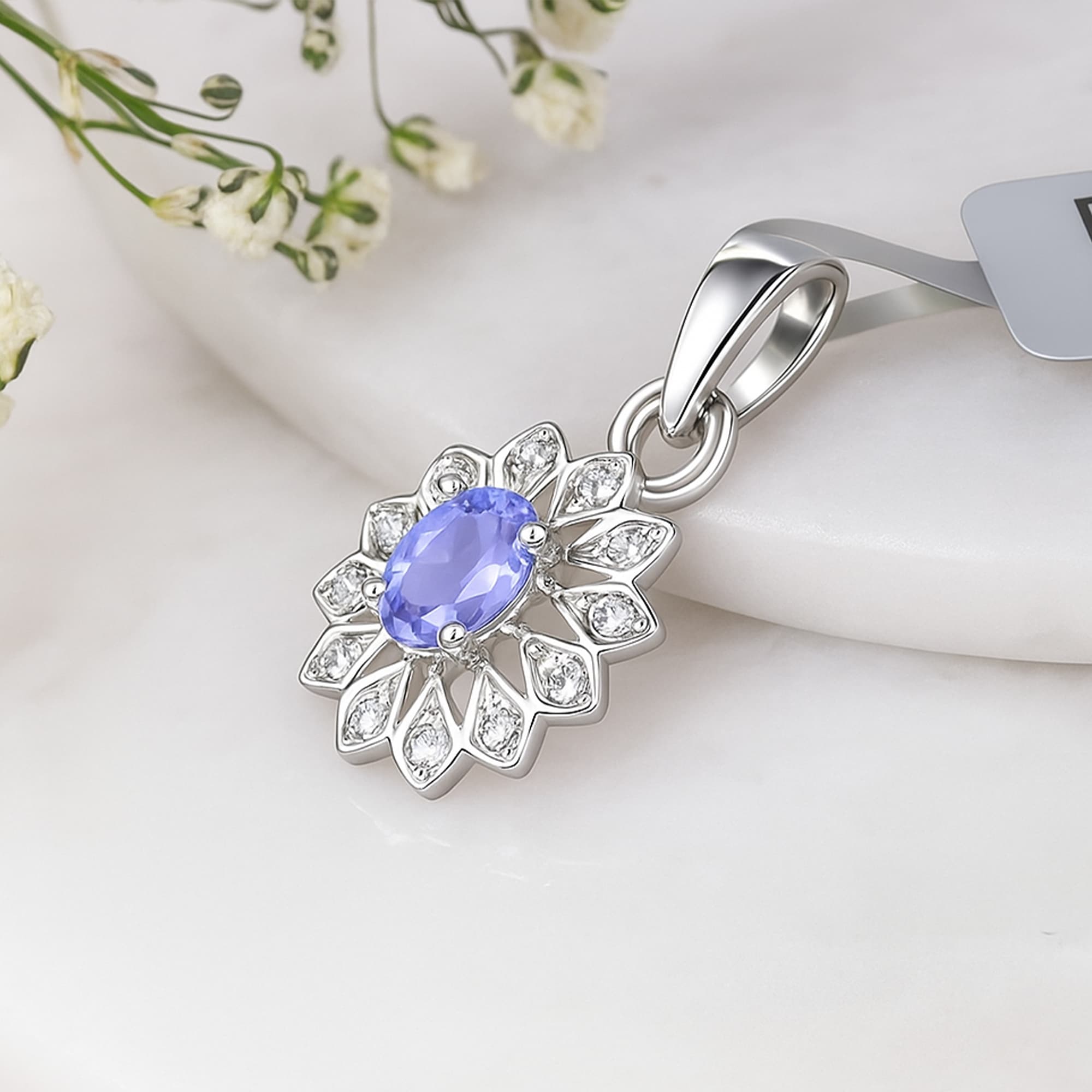 Tanzanite Blossom Halo Pendant alternate view