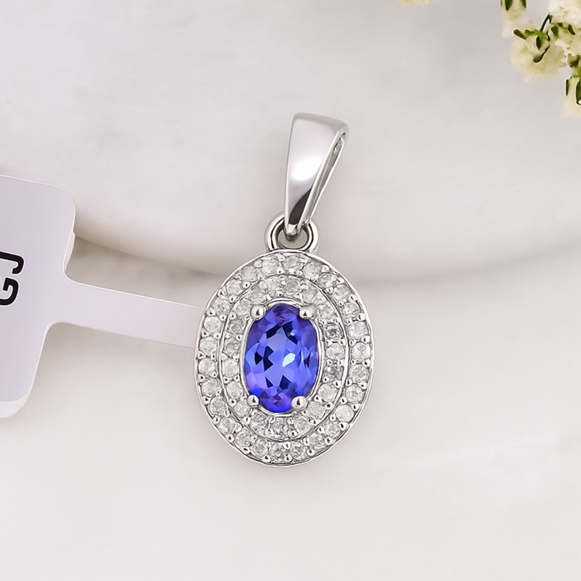 Royal Tanzanite Halo Pendant alternate view