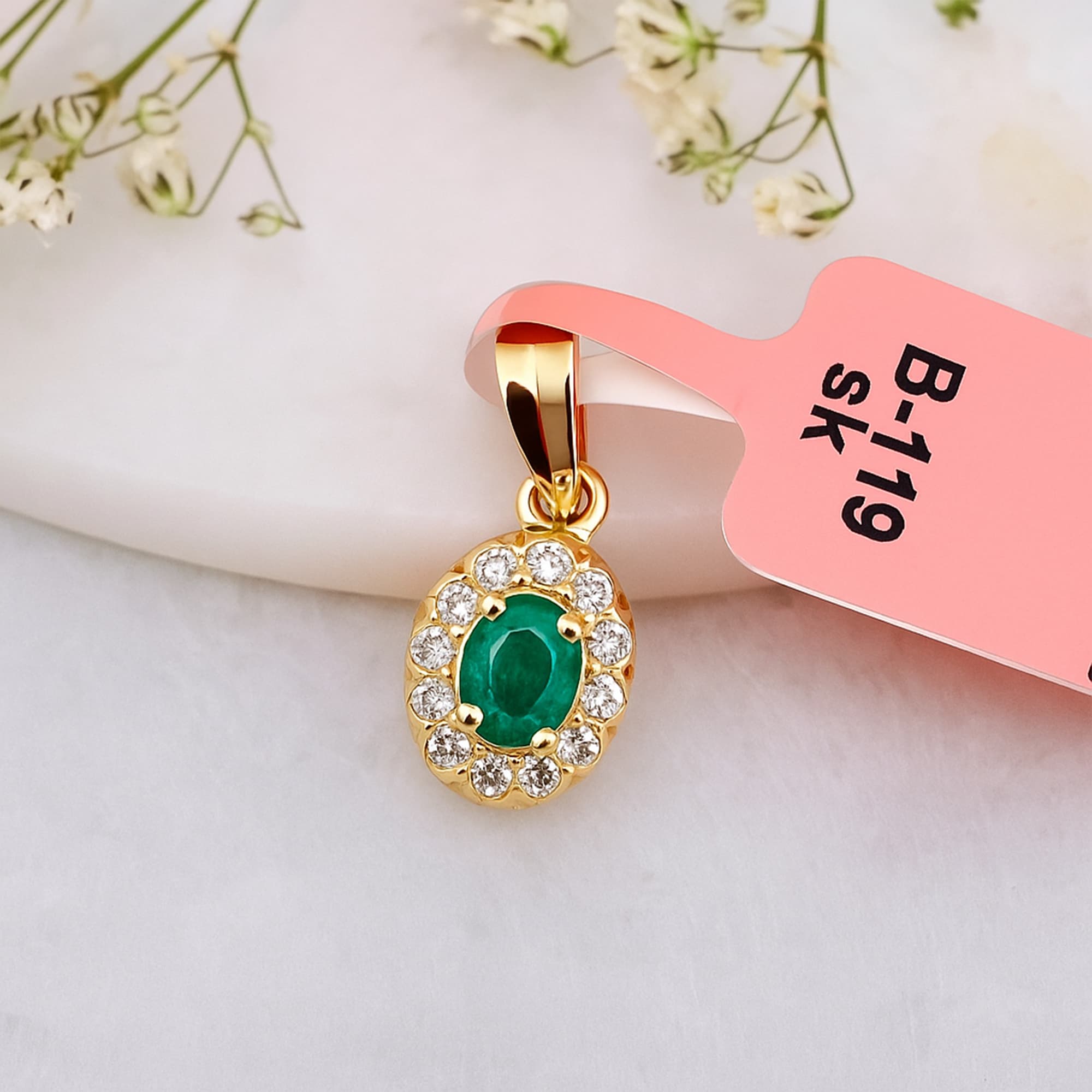 Royal Emerald Halo Pendant alternate view