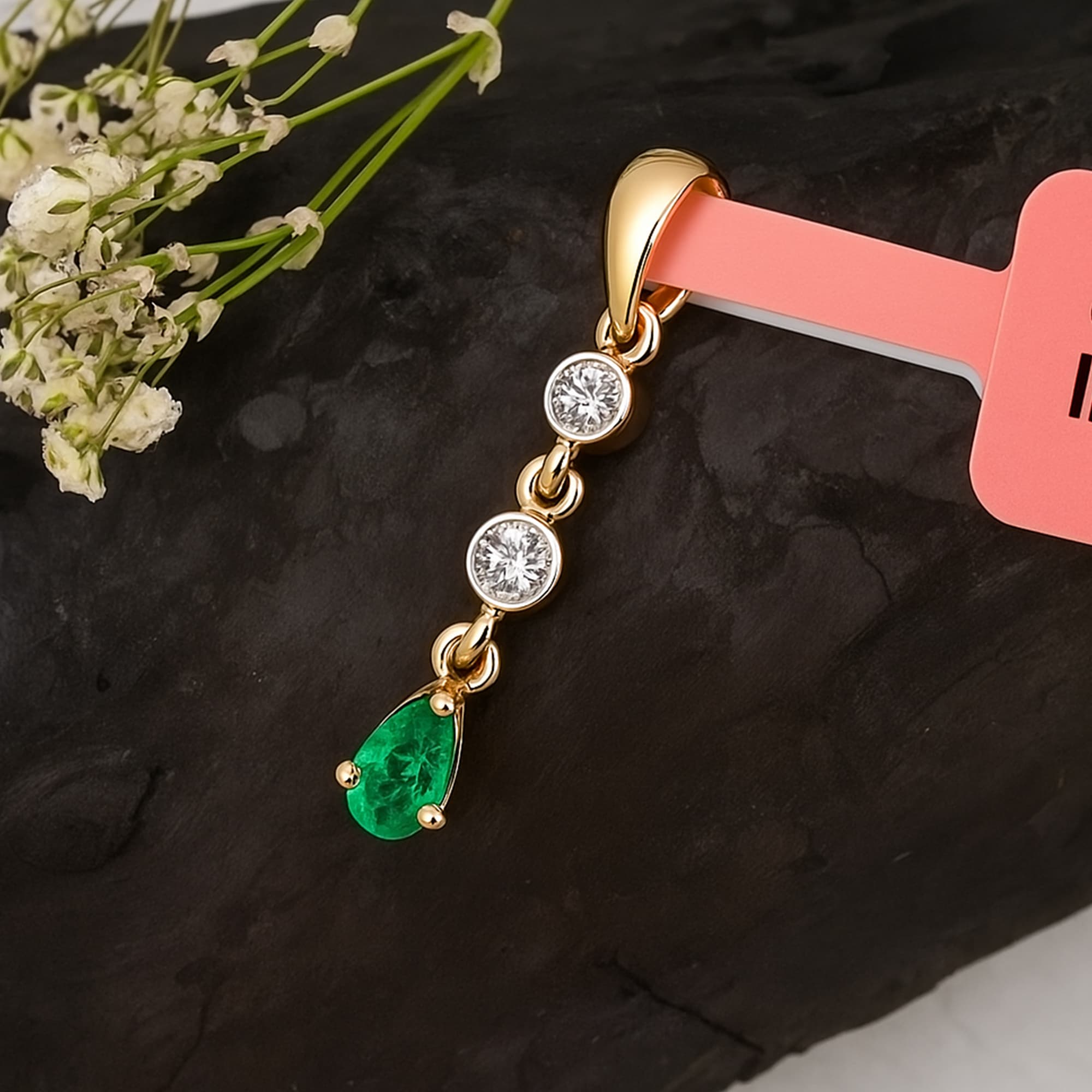 Emerald Cascade Diamond Pendant