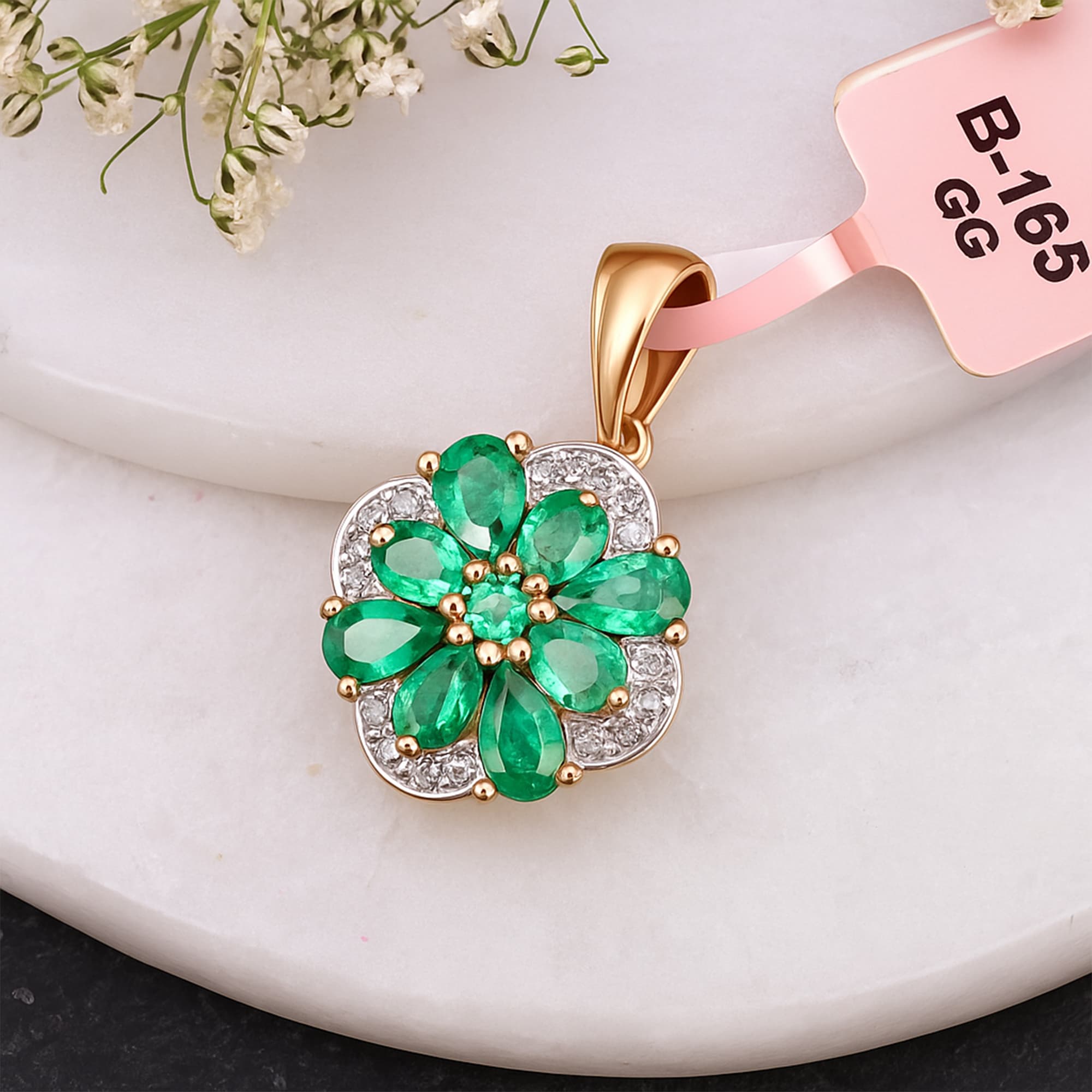 Emerald Bloom Diamond Pendant alternate view