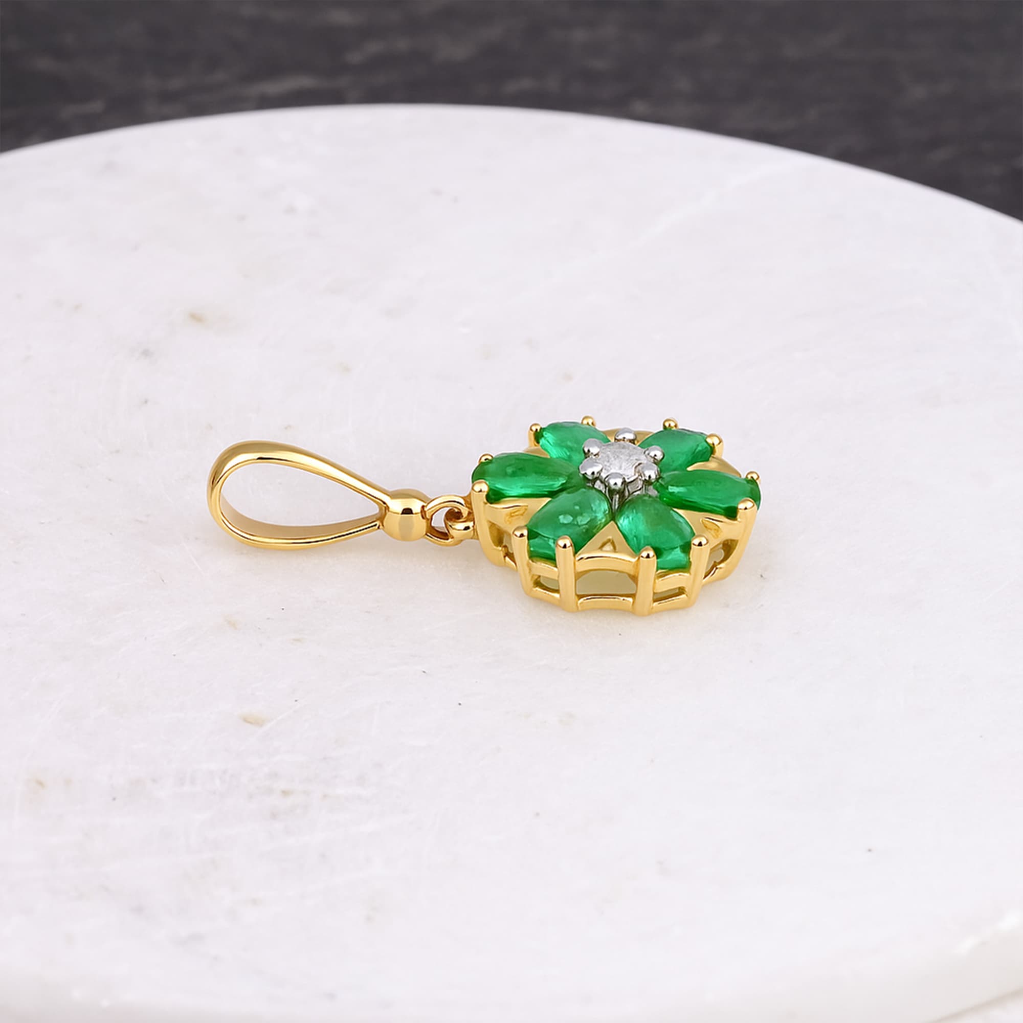 Golden Emerald Blossom Pendant
