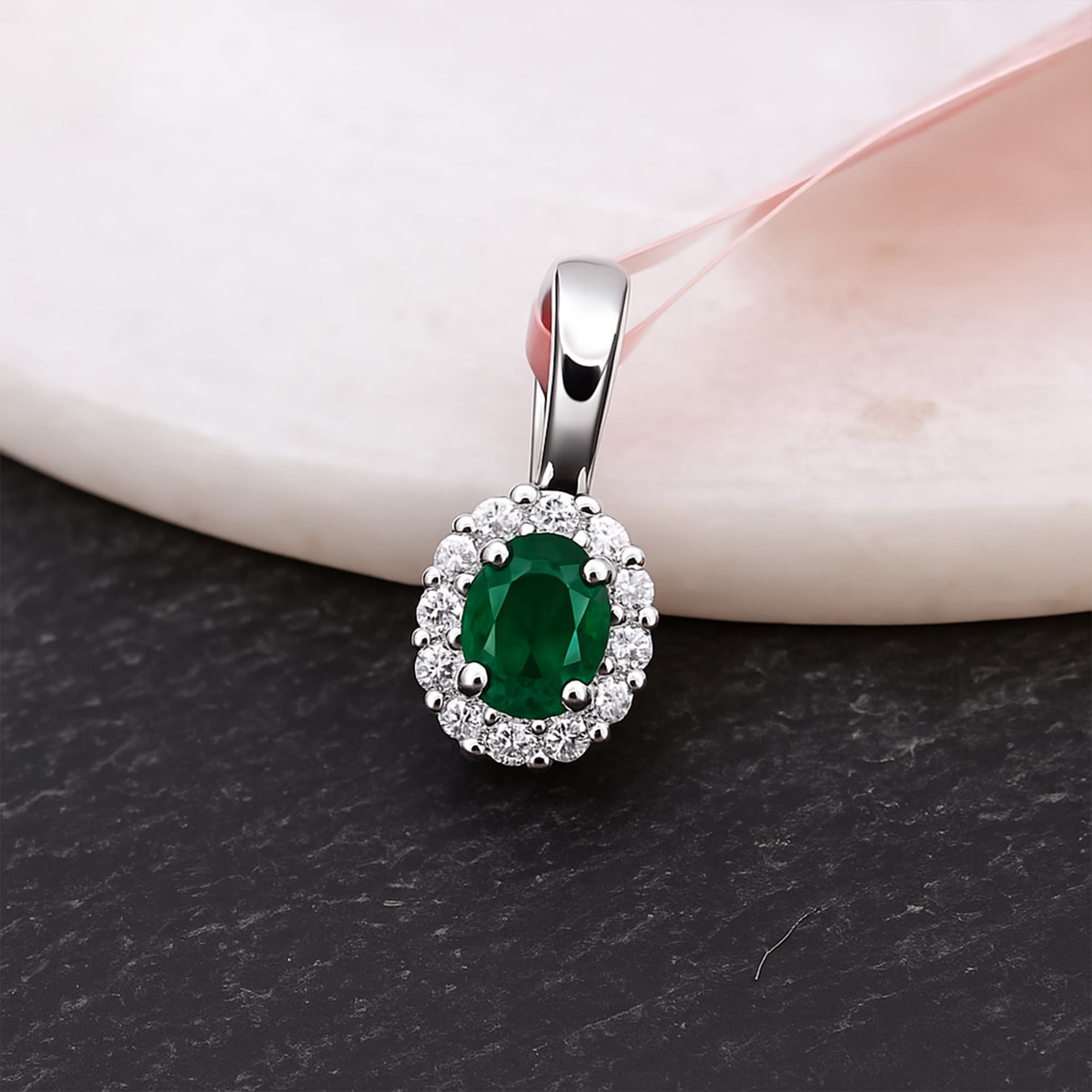 Emerald Halo Spark Pendant