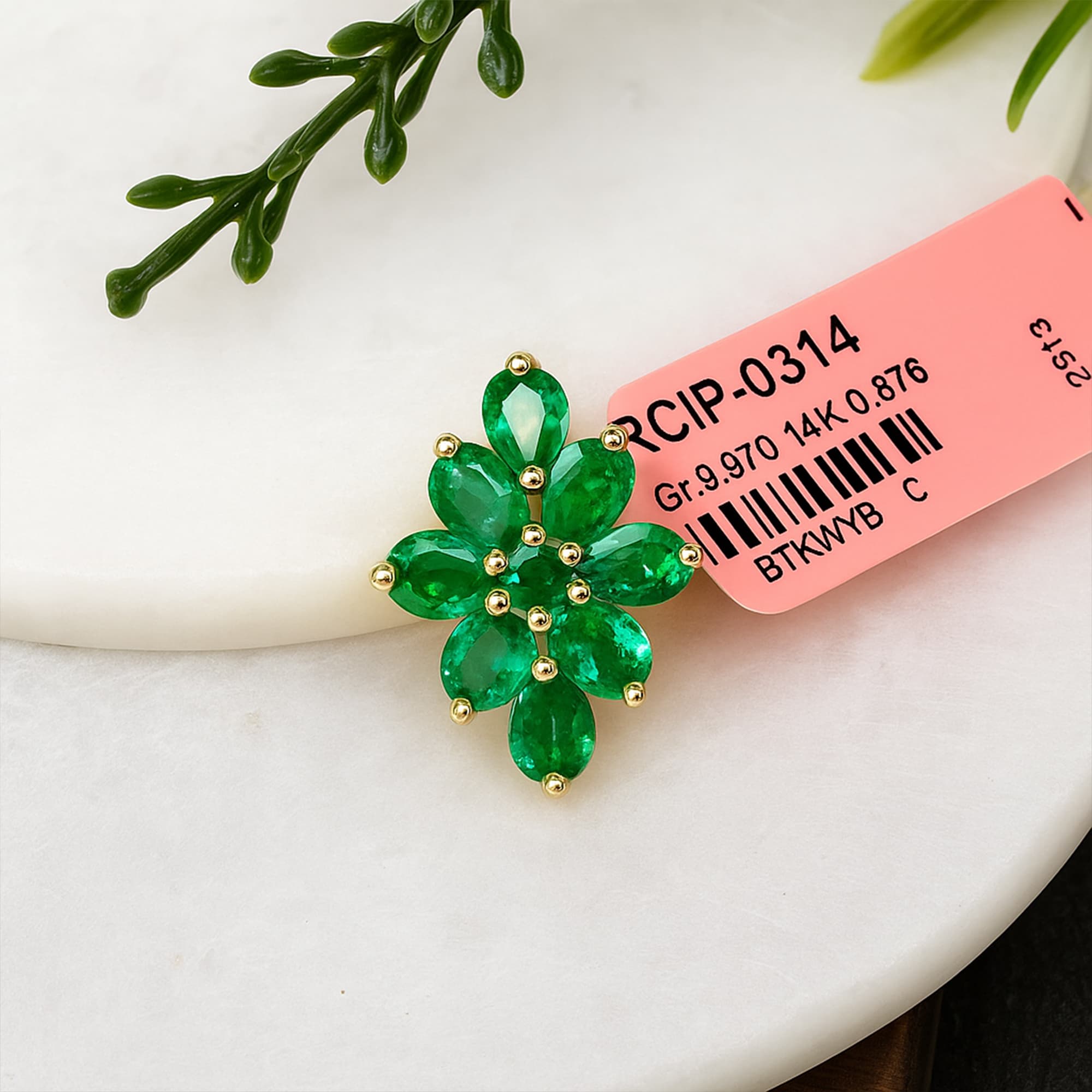 Emerald Blossom Cluster Pendant