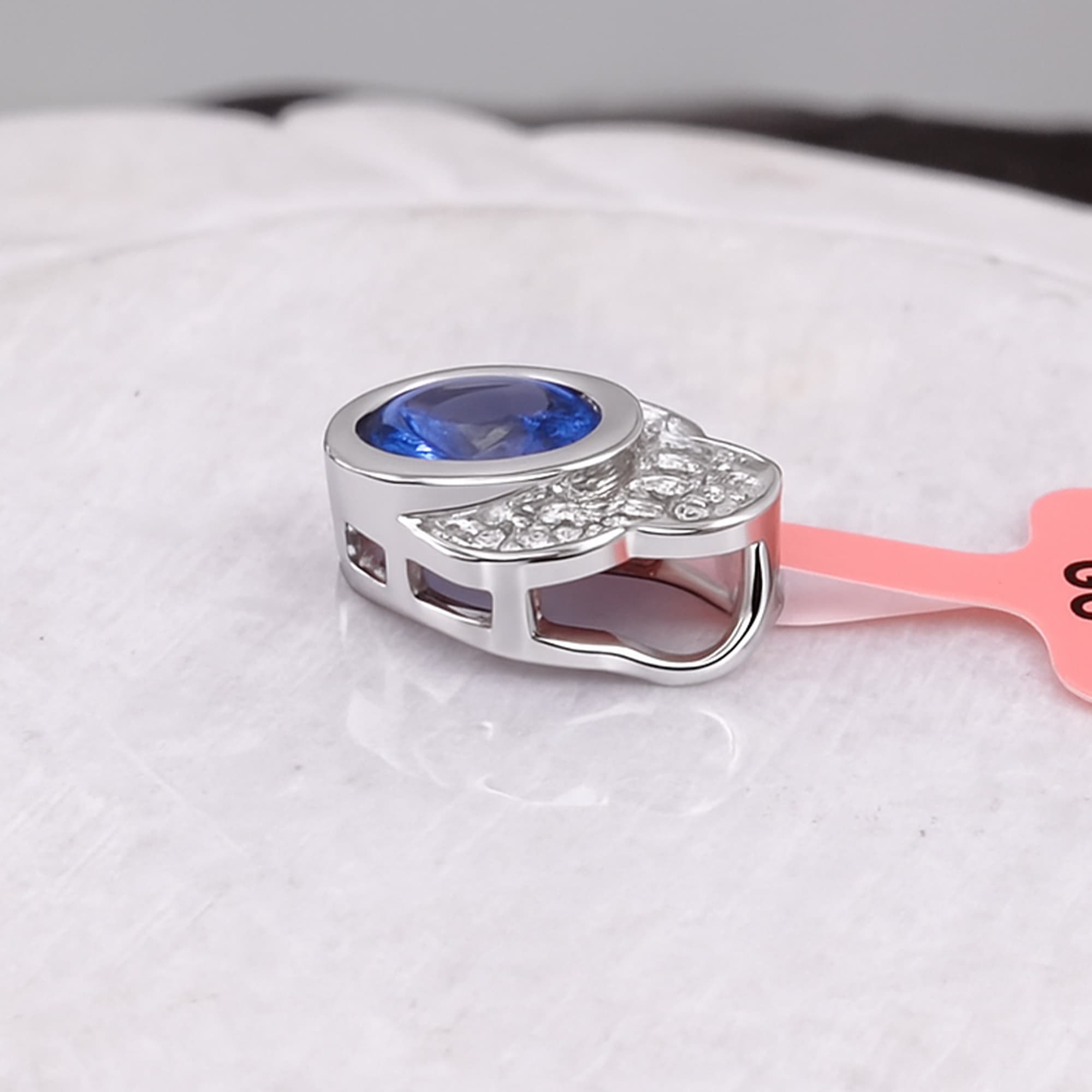 Royal Sapphire Blossom Halo Pendant