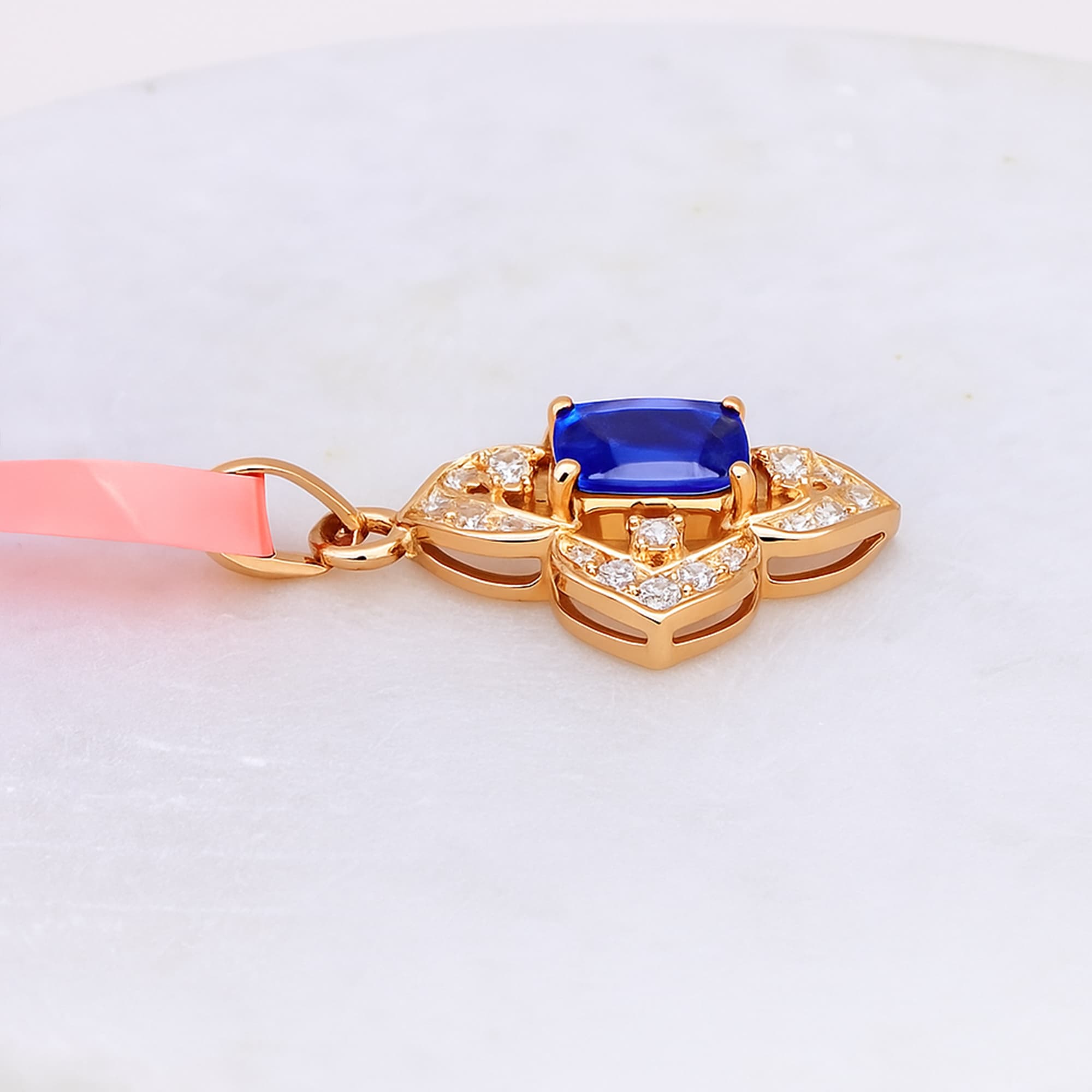 Royal Sapphire Fleur Diamond Pendant