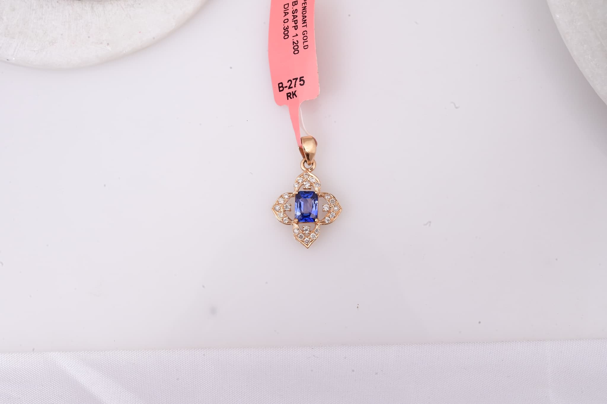 Royal Sapphire Fleur Diamond Pendant