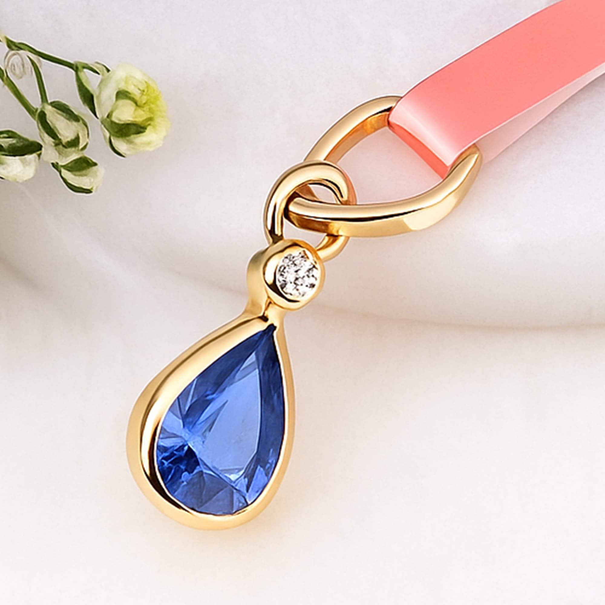 Pear Blue Sapphire Drop Pendant